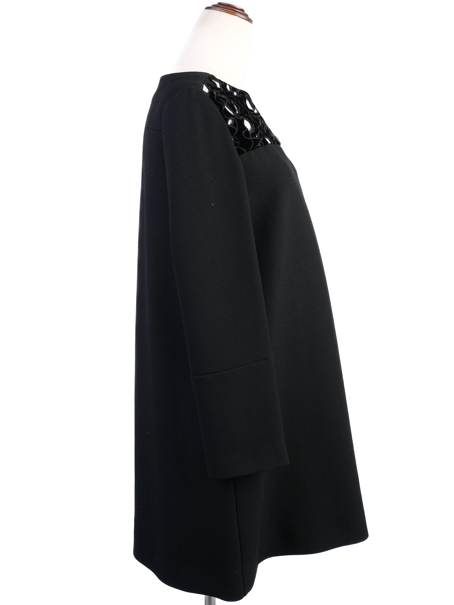 Maje Black Viscose Dress XL with Textured Cut-Out Design - Excellent