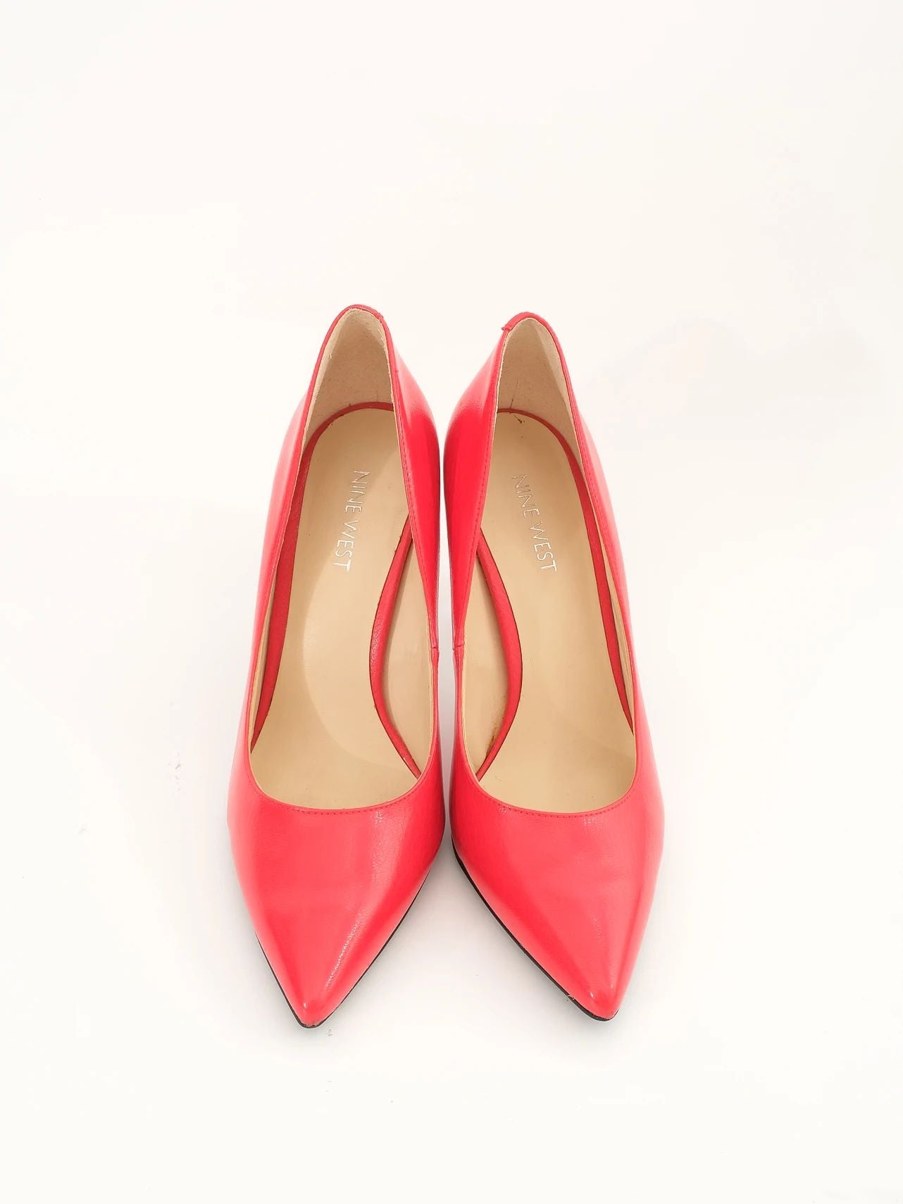 Perfect Nine West Red Leather High-Heeled Shoes Stiletto Size N/A