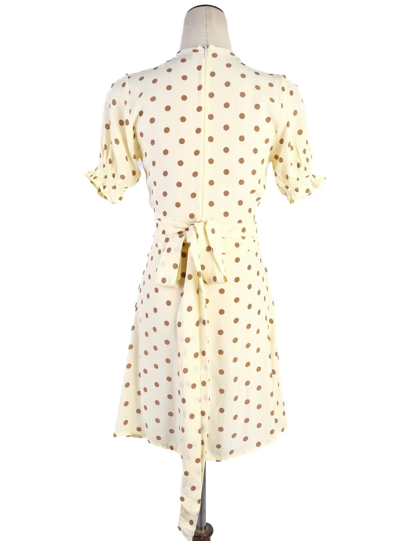 Excellent Faithfull The Brand Yellow V-Neck Polka Dot Dress