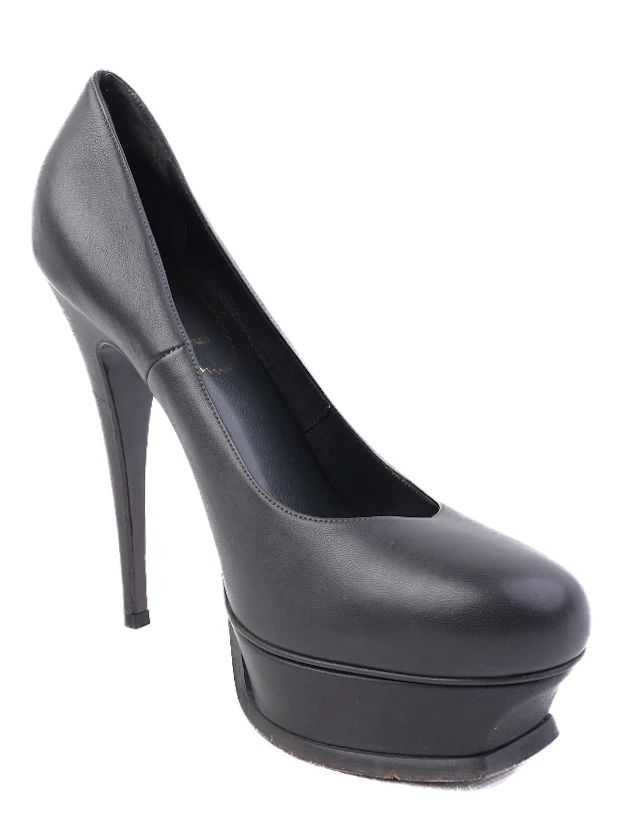 Good Yves Saint Laurent Gray Leather High-Heeled Platform Shoes