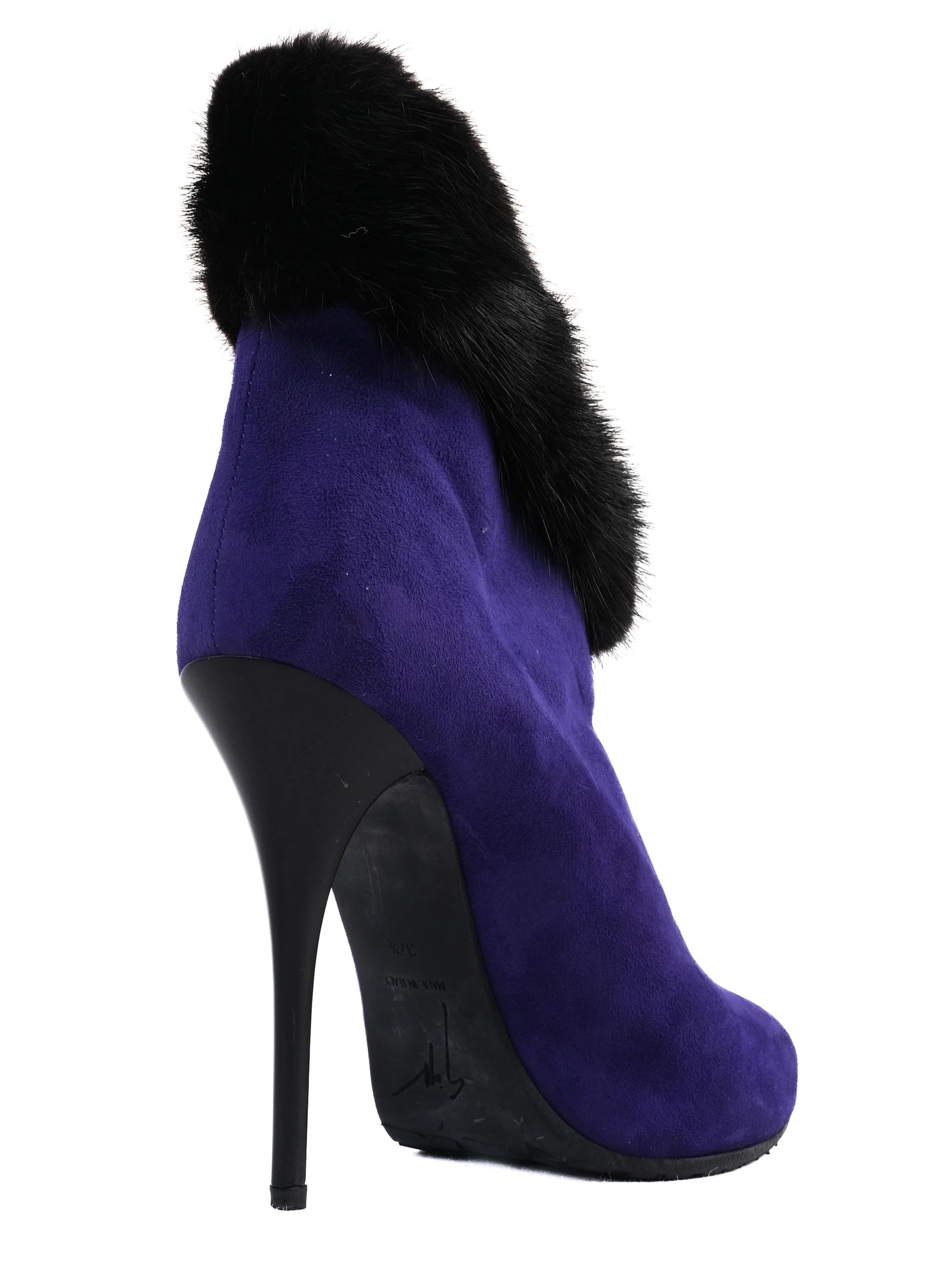 Perfect Giuseppe Zanotti Purple Leather High-Heeled Ankle Boots Size 37.5