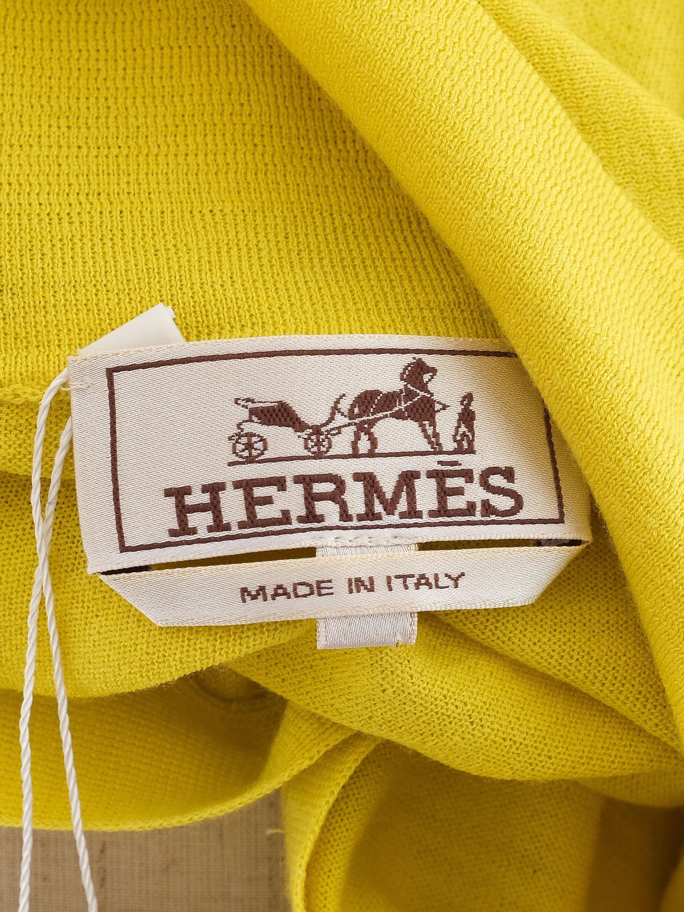 Excellent Hermes Yellow Wool Polo Shirt Size L for Men