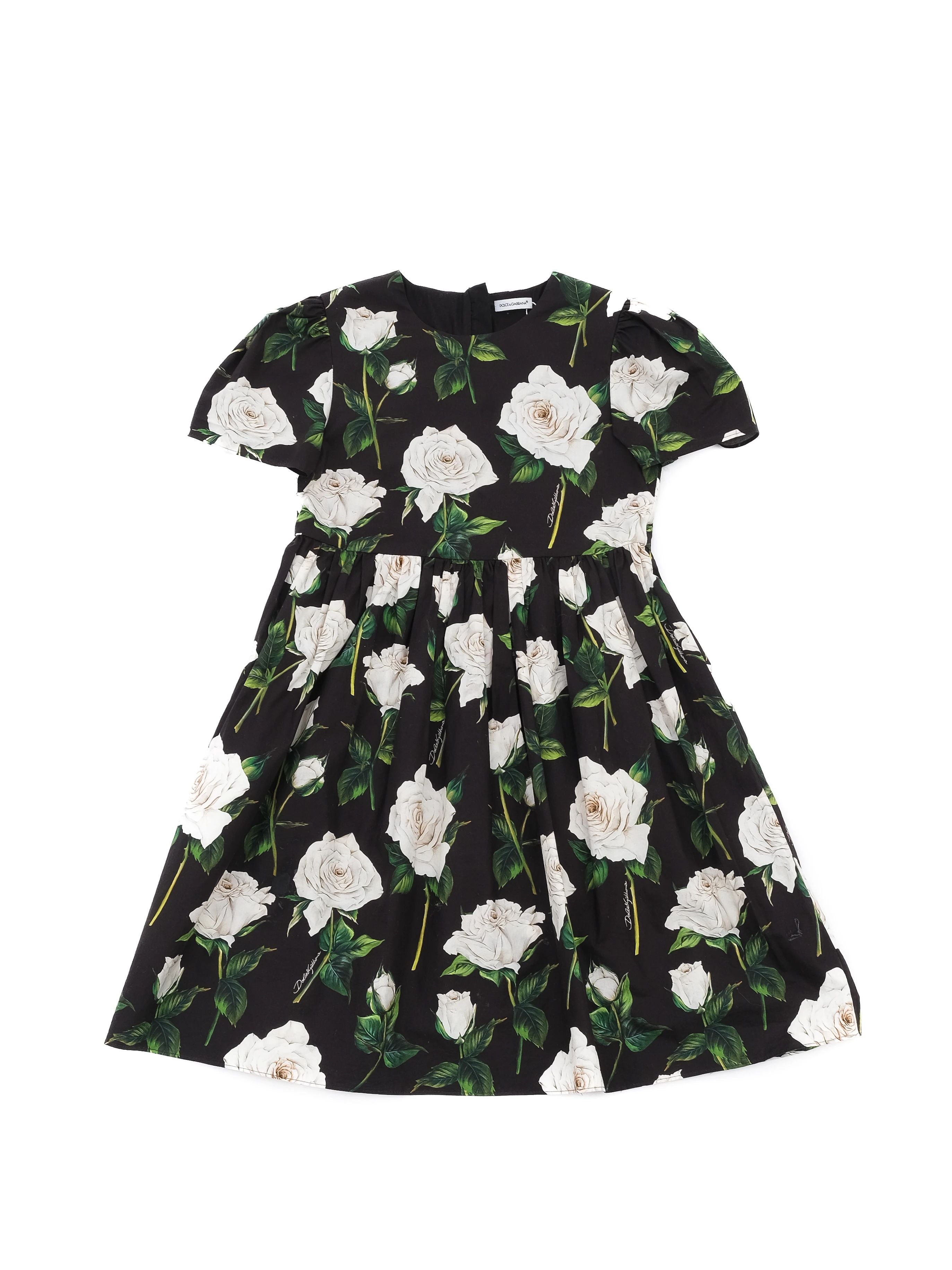 Perfect Dolce Gabbana Black Dress for Kids Size 10 with Floral Pattern