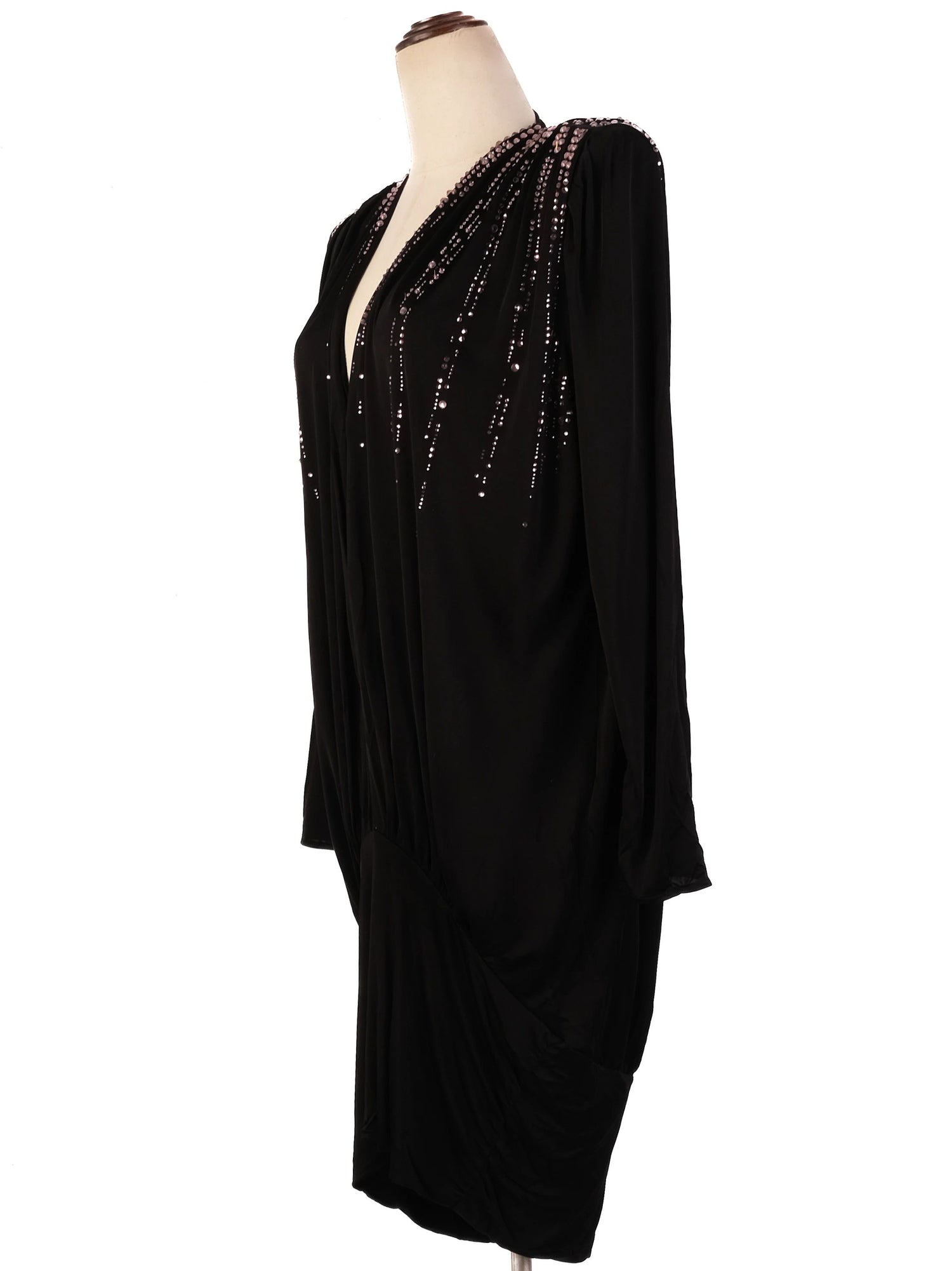 Excellent Attico Black Viscose Dress Size L with Pink Sequins