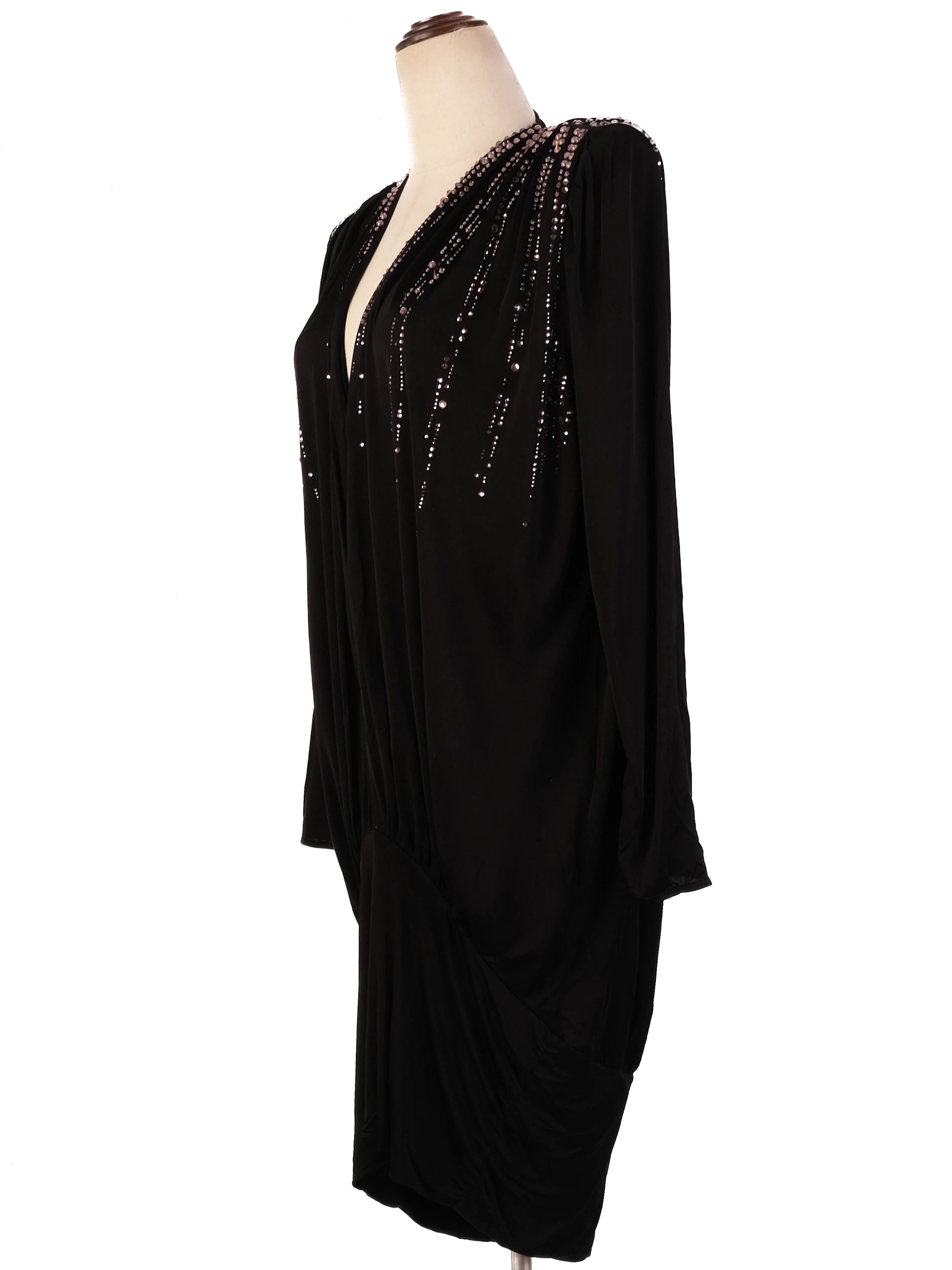 Excellent Attico Black Viscose Dress Size L with Pink Sequins