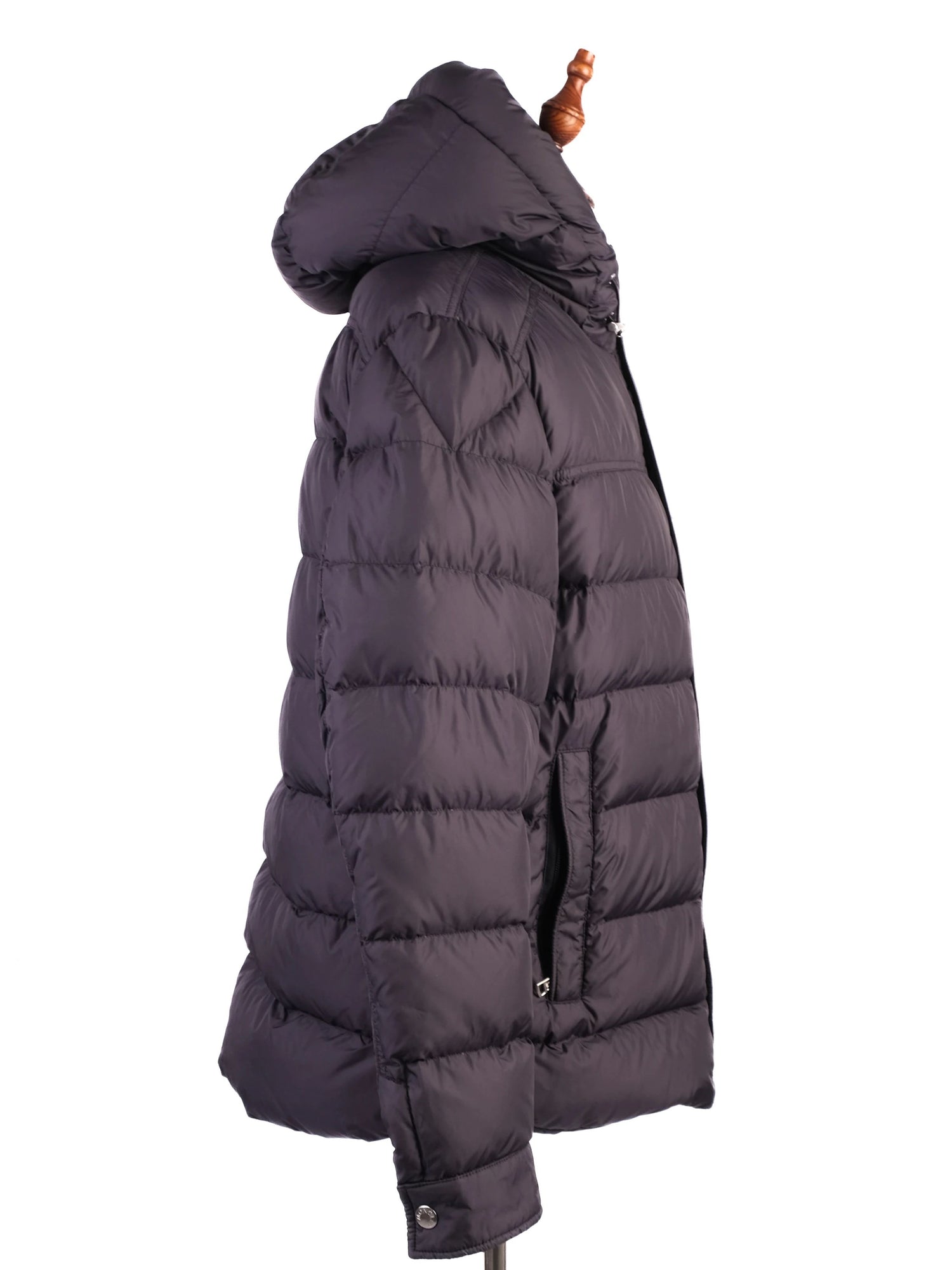 Excellent Moncler Blue Nylon Puffer Jacket with Hood Size M