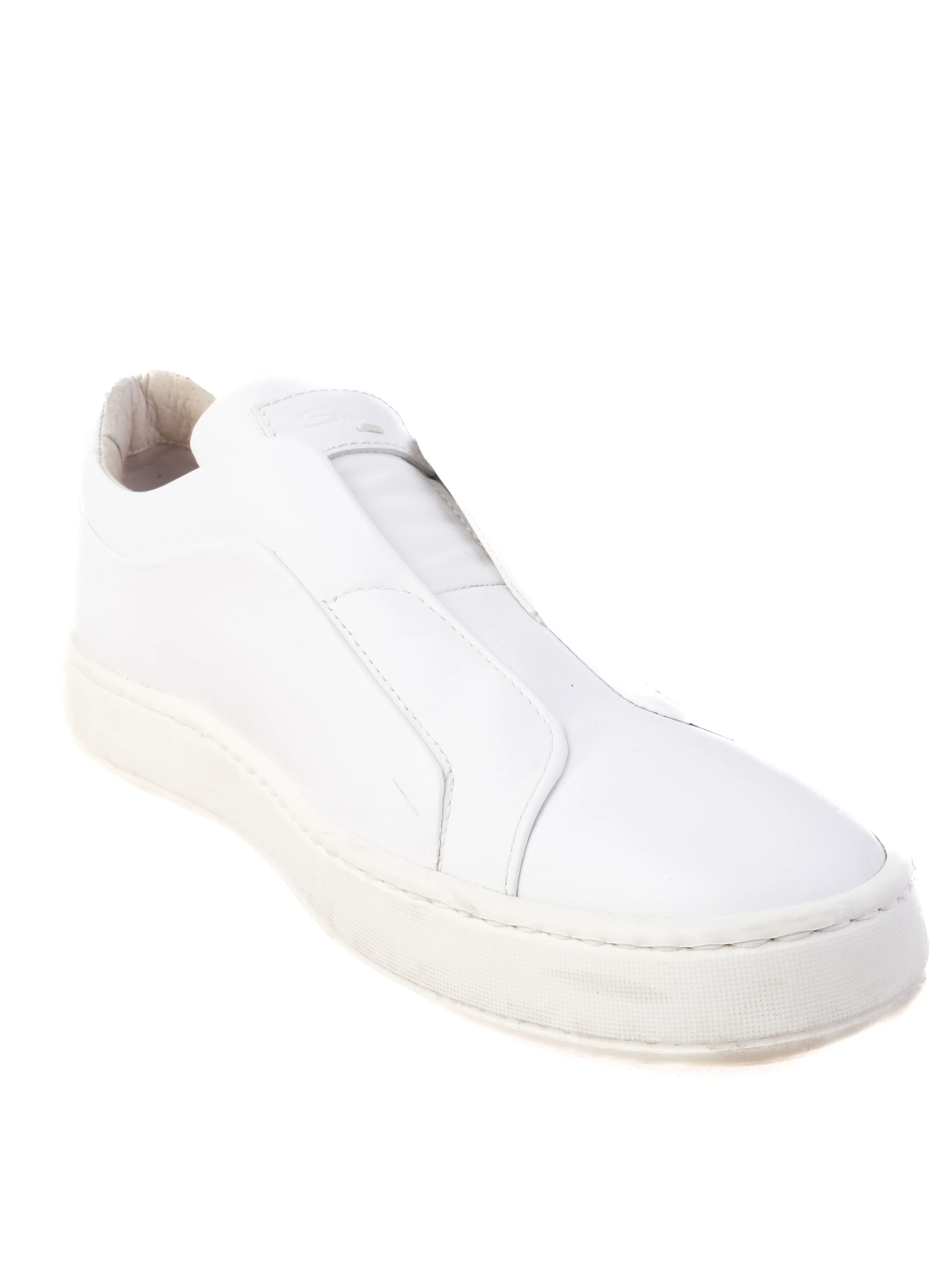 Excellent Santoni White Leather Slip-On Sneakers Size 39 Women