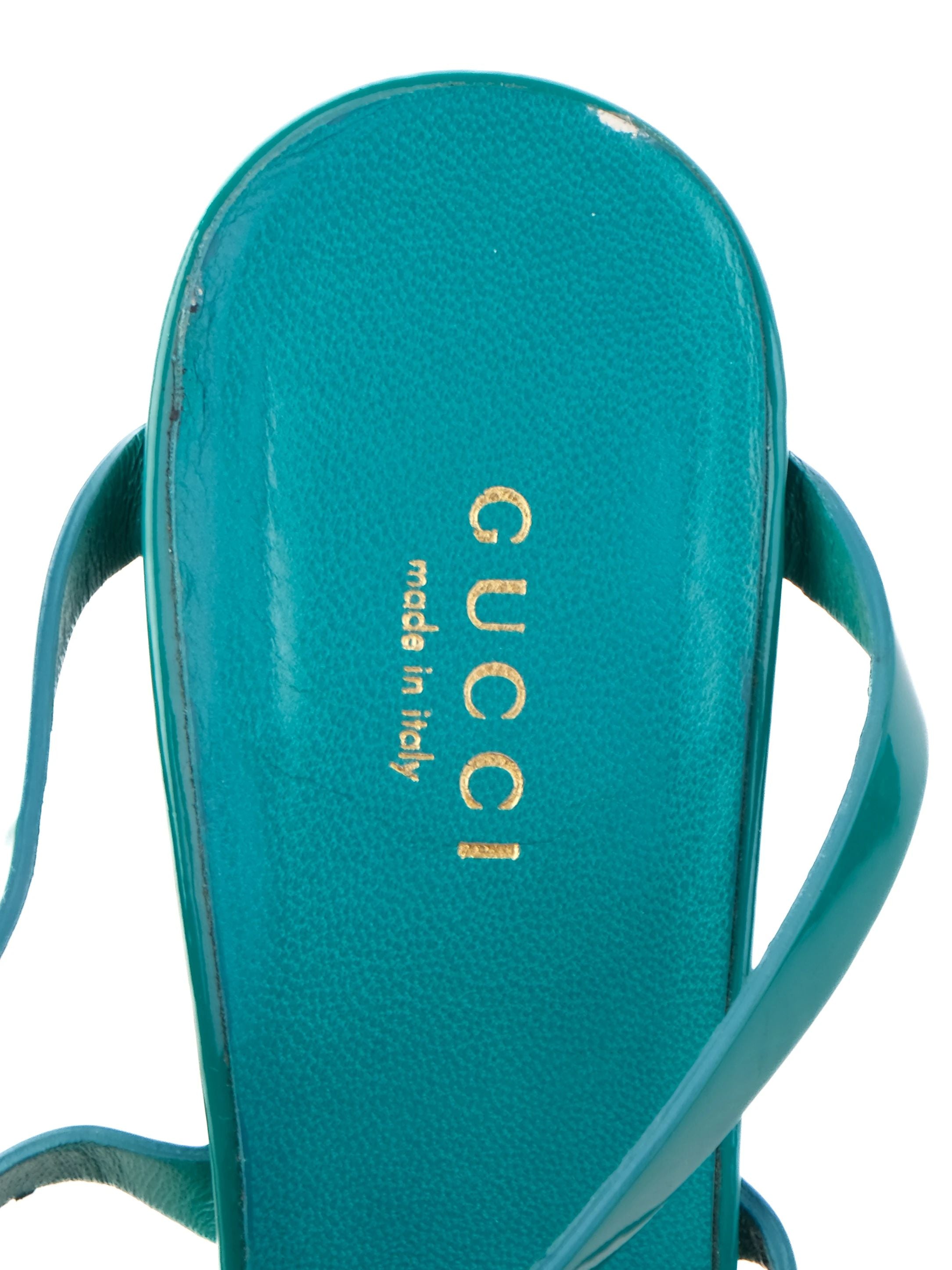 Excellent Gucci Green Leather High-Heeled Sandals Size 38