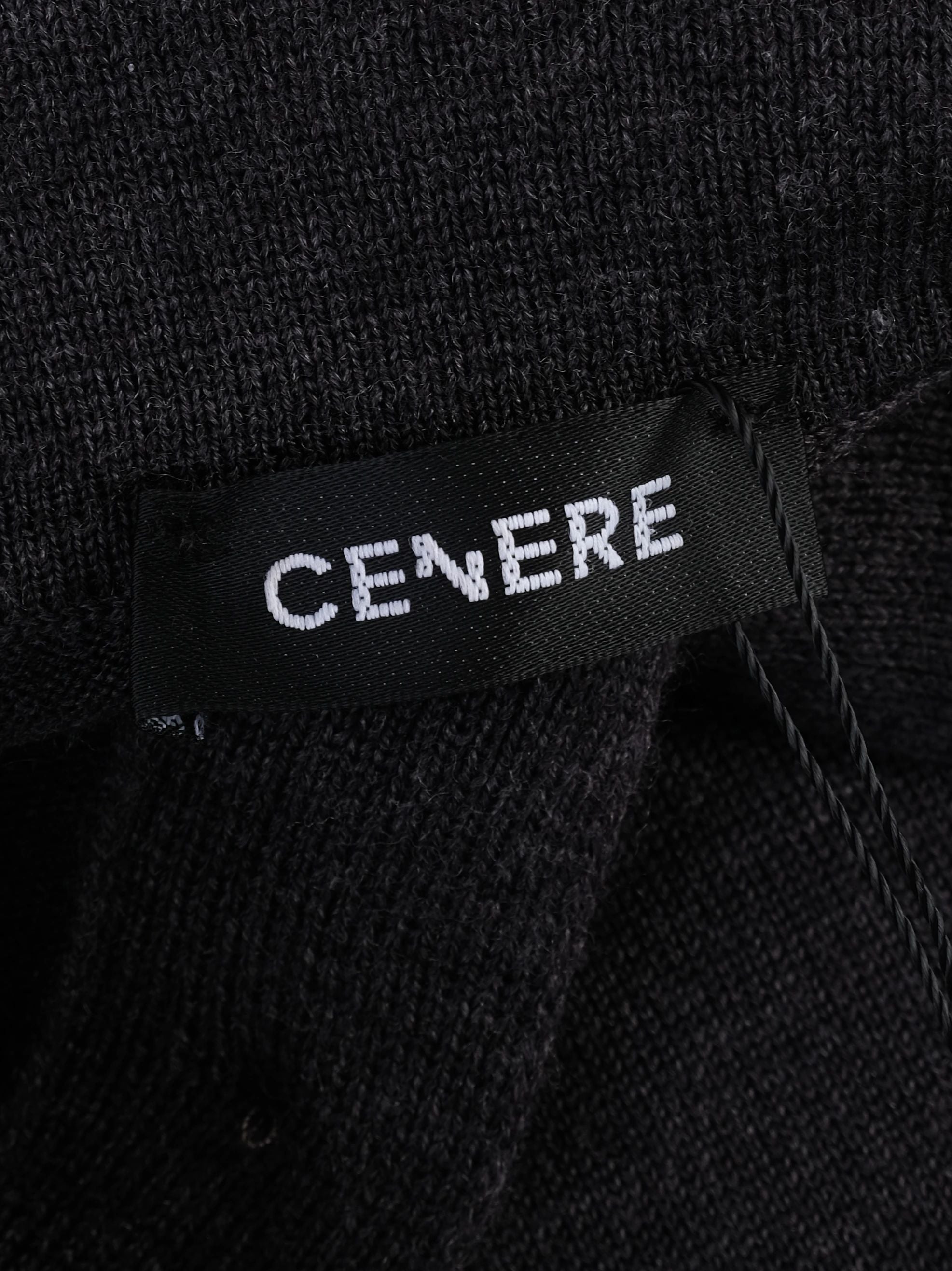 Excellent Cenere Gray Wool Long-Sleeved Polo Shirt Size L for Men