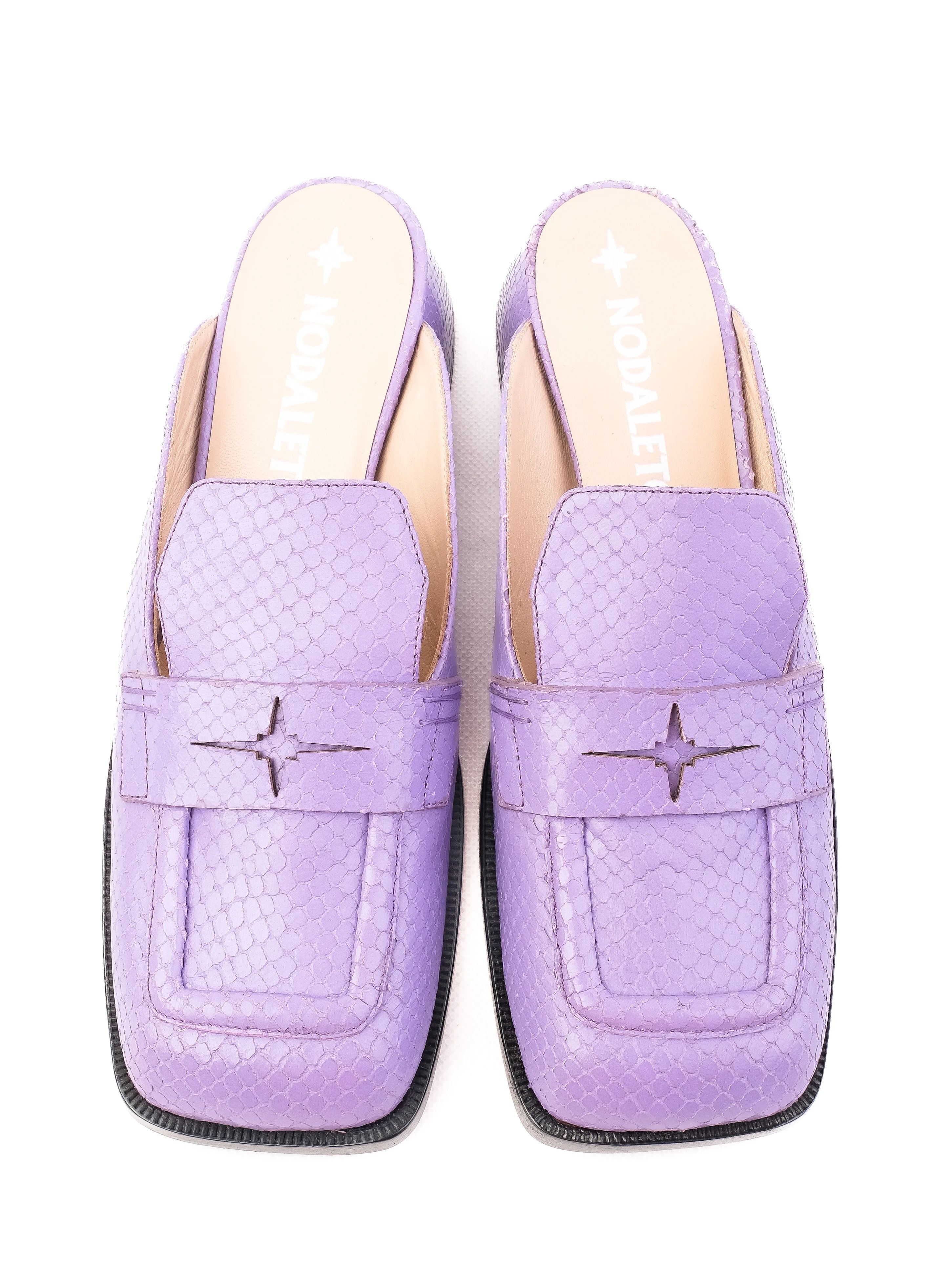 Excellent Purple Leather Slip-On Loafers Size 38 Women&