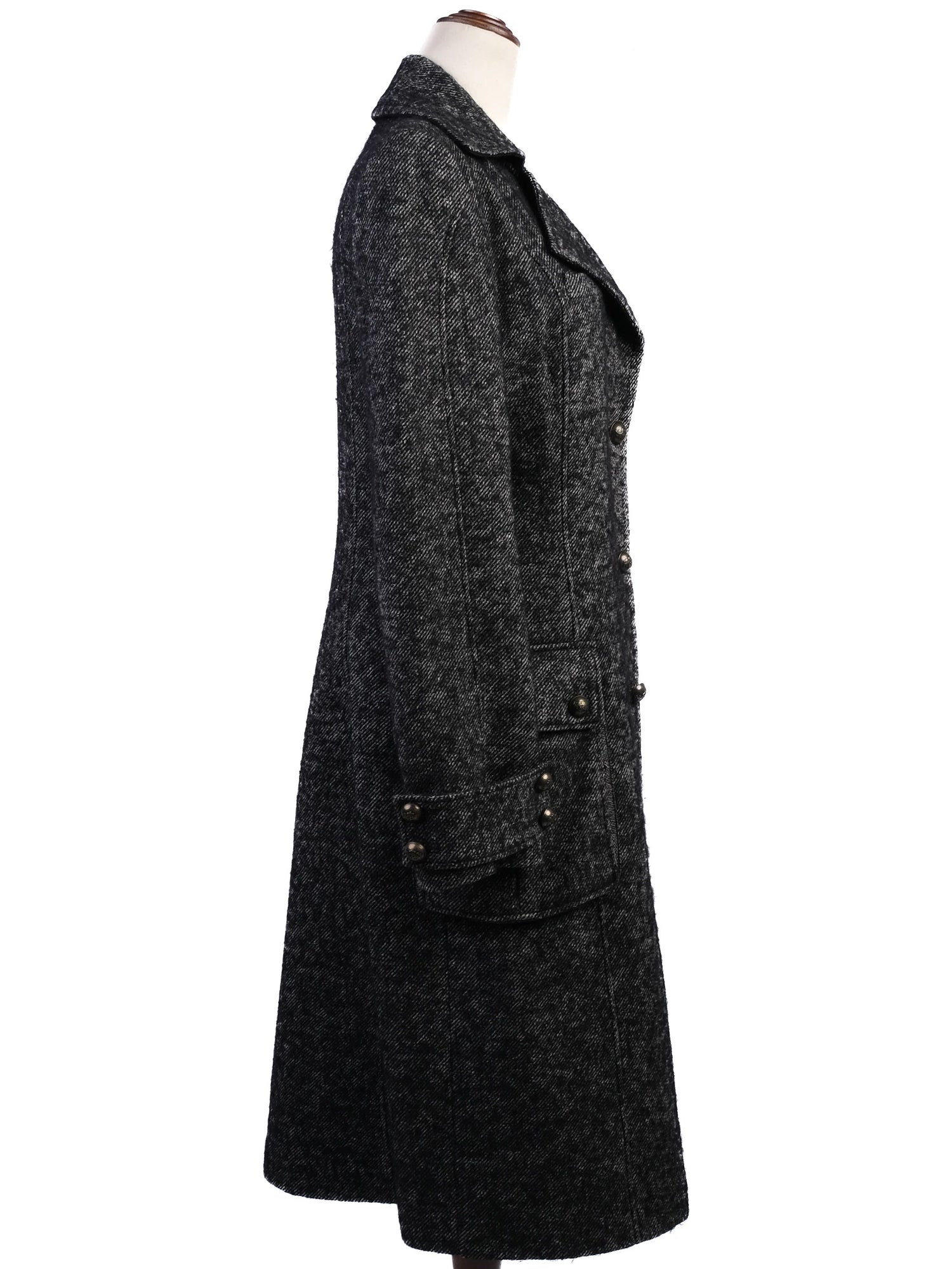 Excellent GF Ferre Gray Wool Coat Size S with Button-Up Front