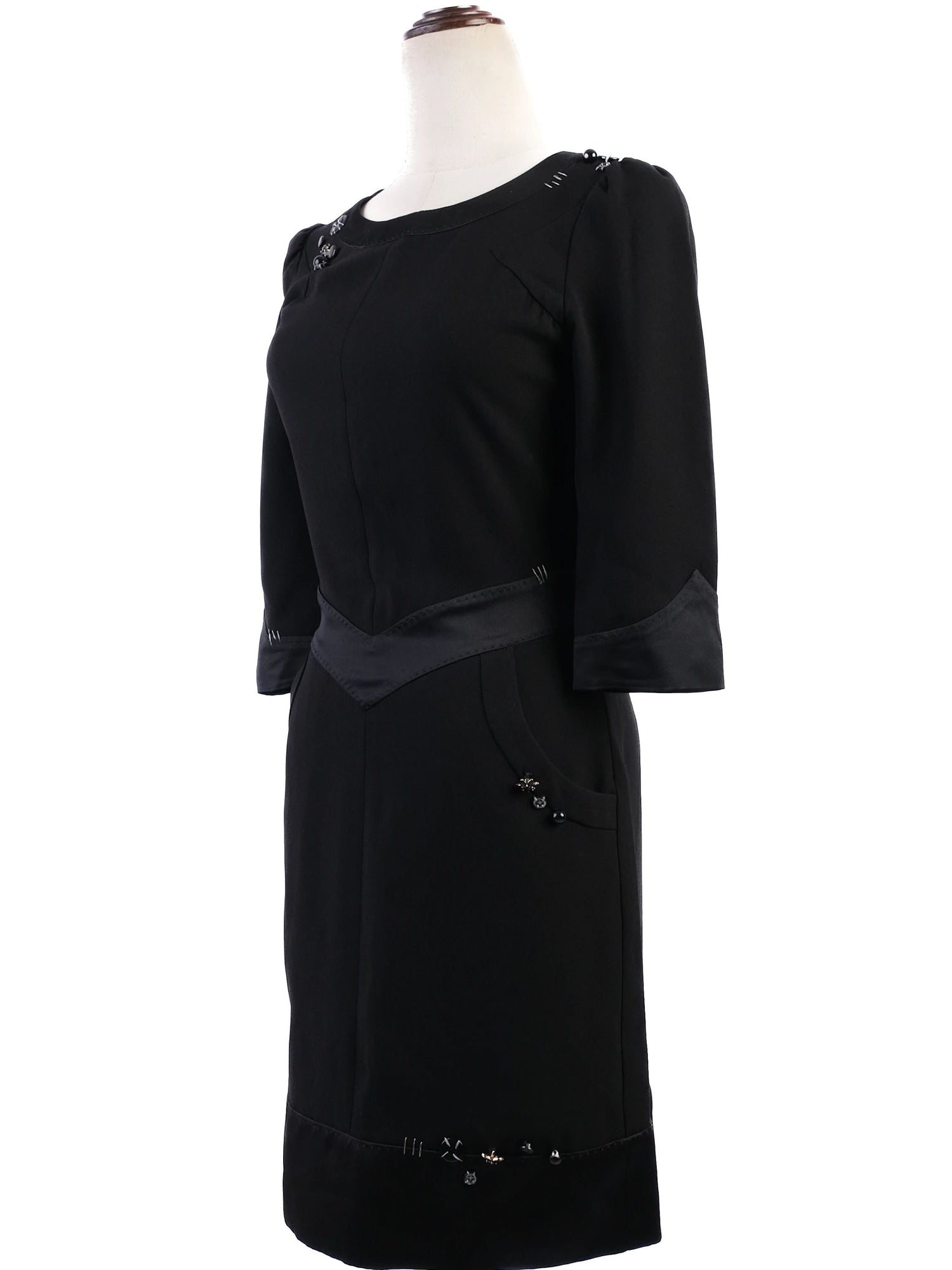 EXCELLENT Moschino Black Triacetate Dress XS with Embellishments
