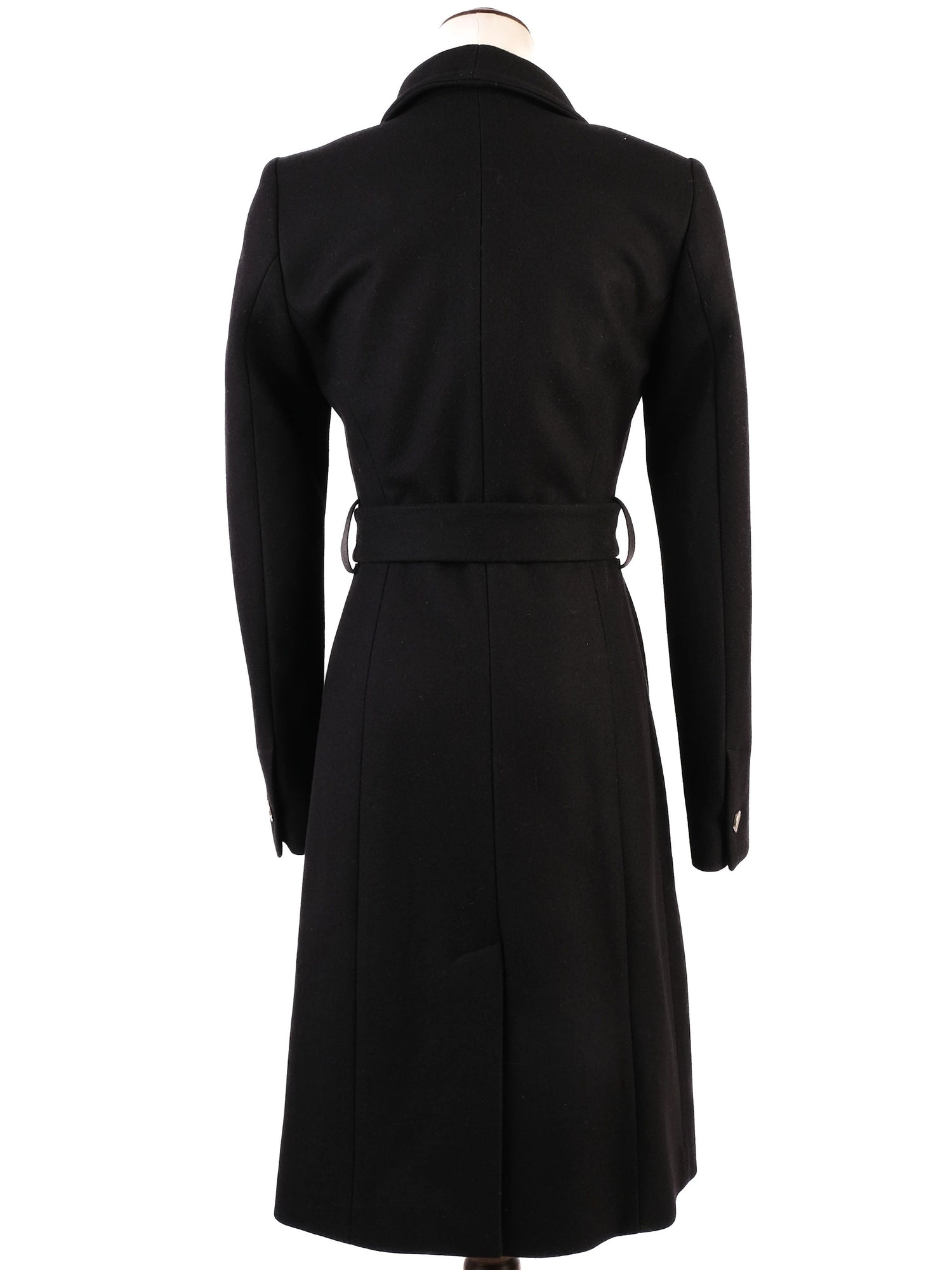 NEW Ted Baker Black Wool Coat XS with Lapel and Waist Tie