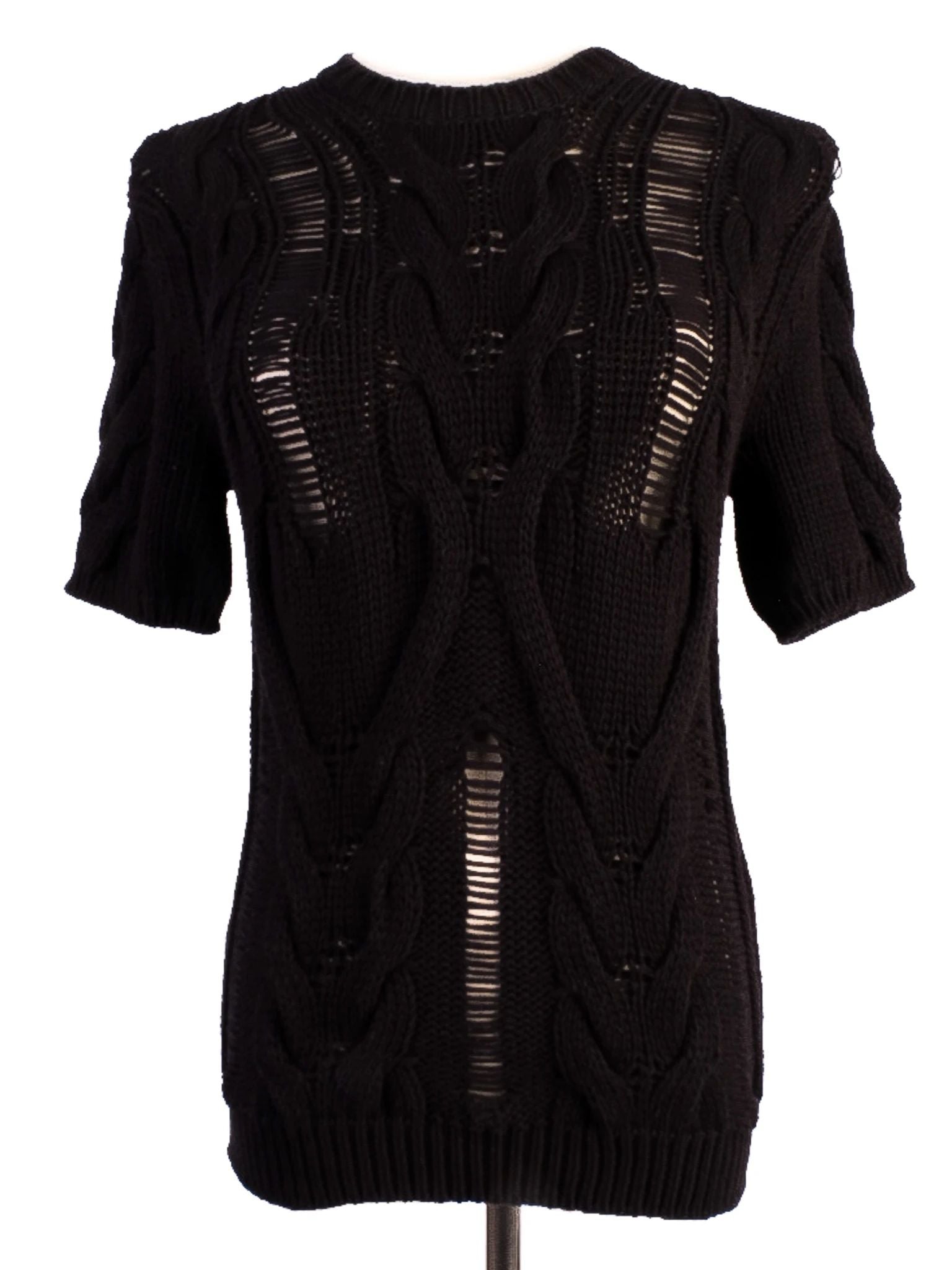 Excellent Max Mara Black Wool Short-Sleeve Sweater Size M