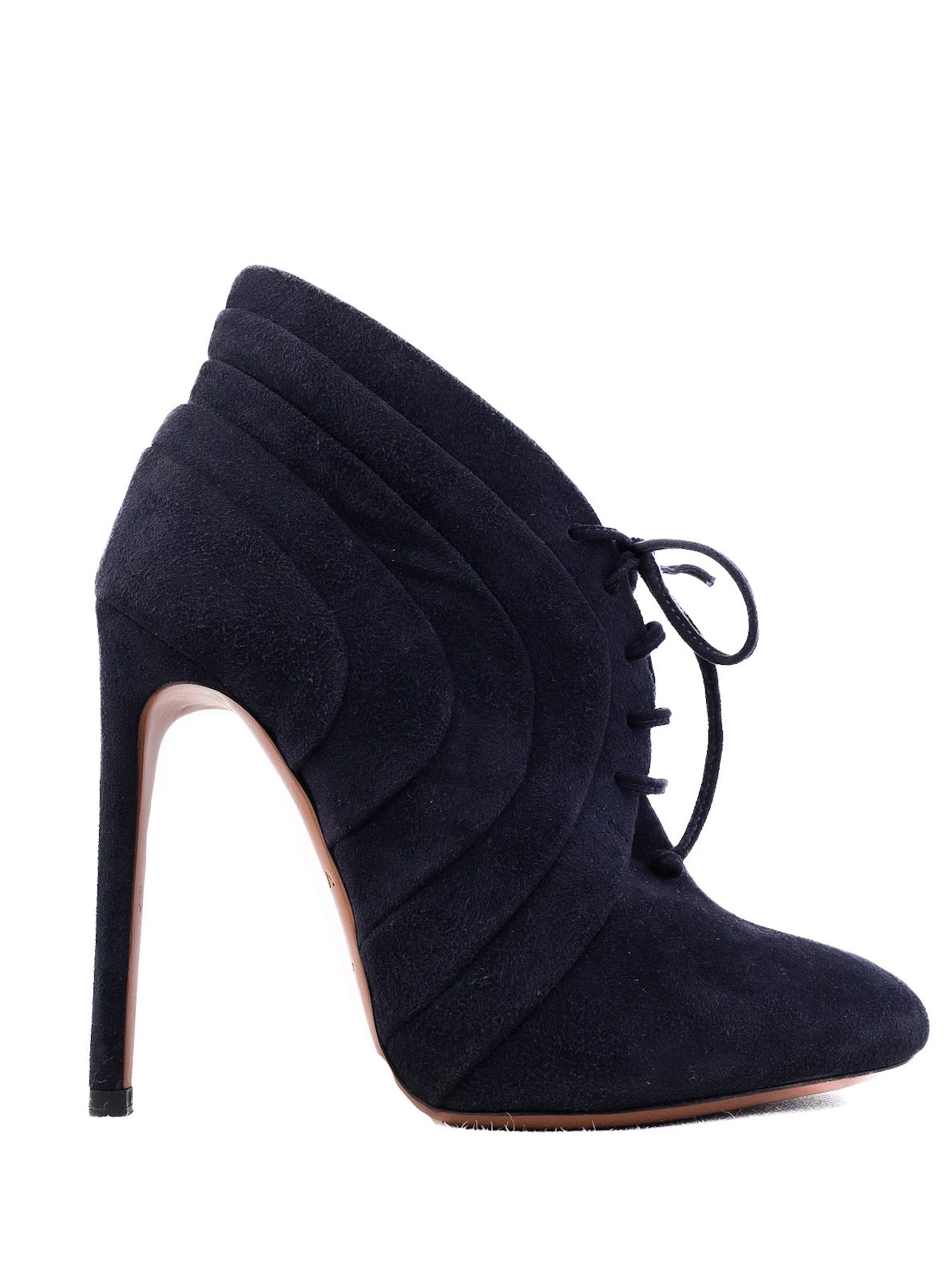Excellent Alaia Blue Genuine Suede High-Heeled Ankle Boots Size 36.5