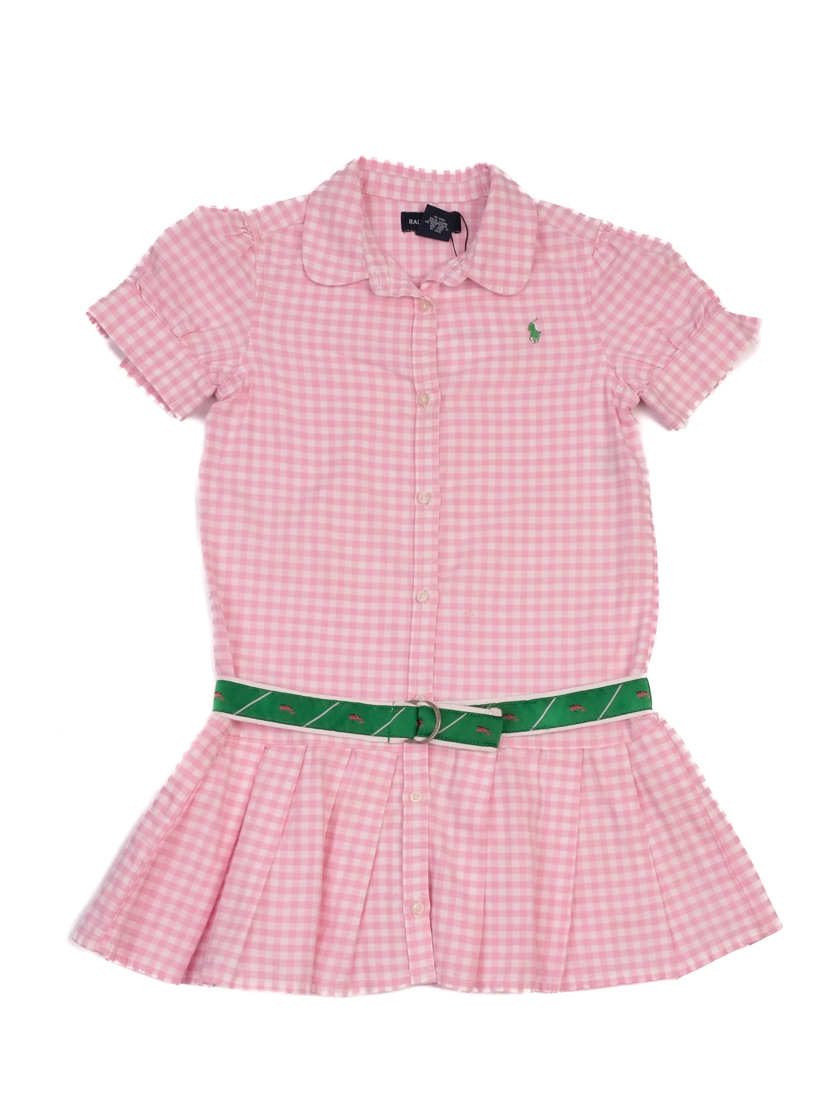 Excellent Ralph Lauren Pink Cotton Checkered Dress for Kids Size 6