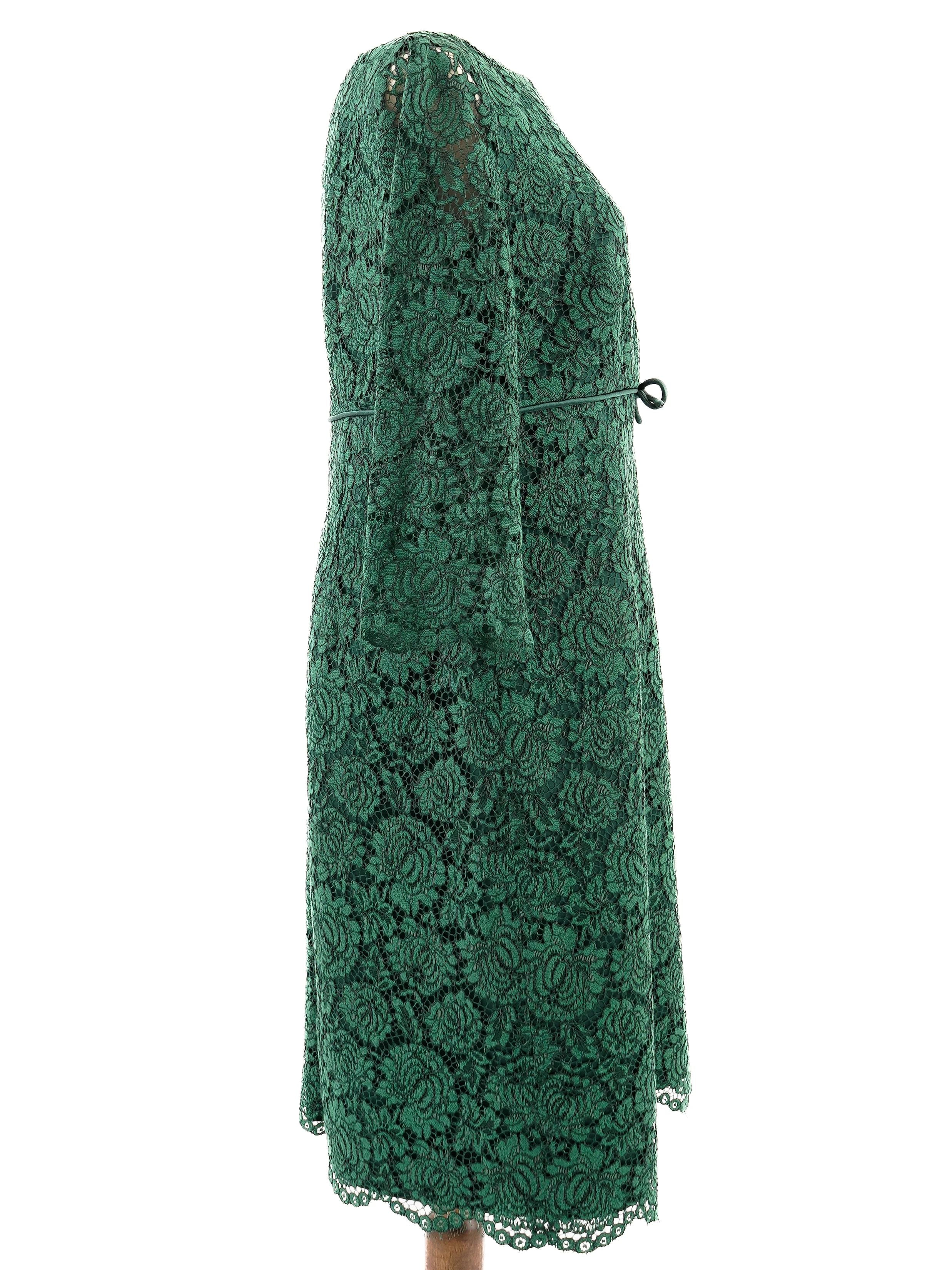 Excellent Luisa Spagnoli Green Lace Dress Size XXL - Elegant Style