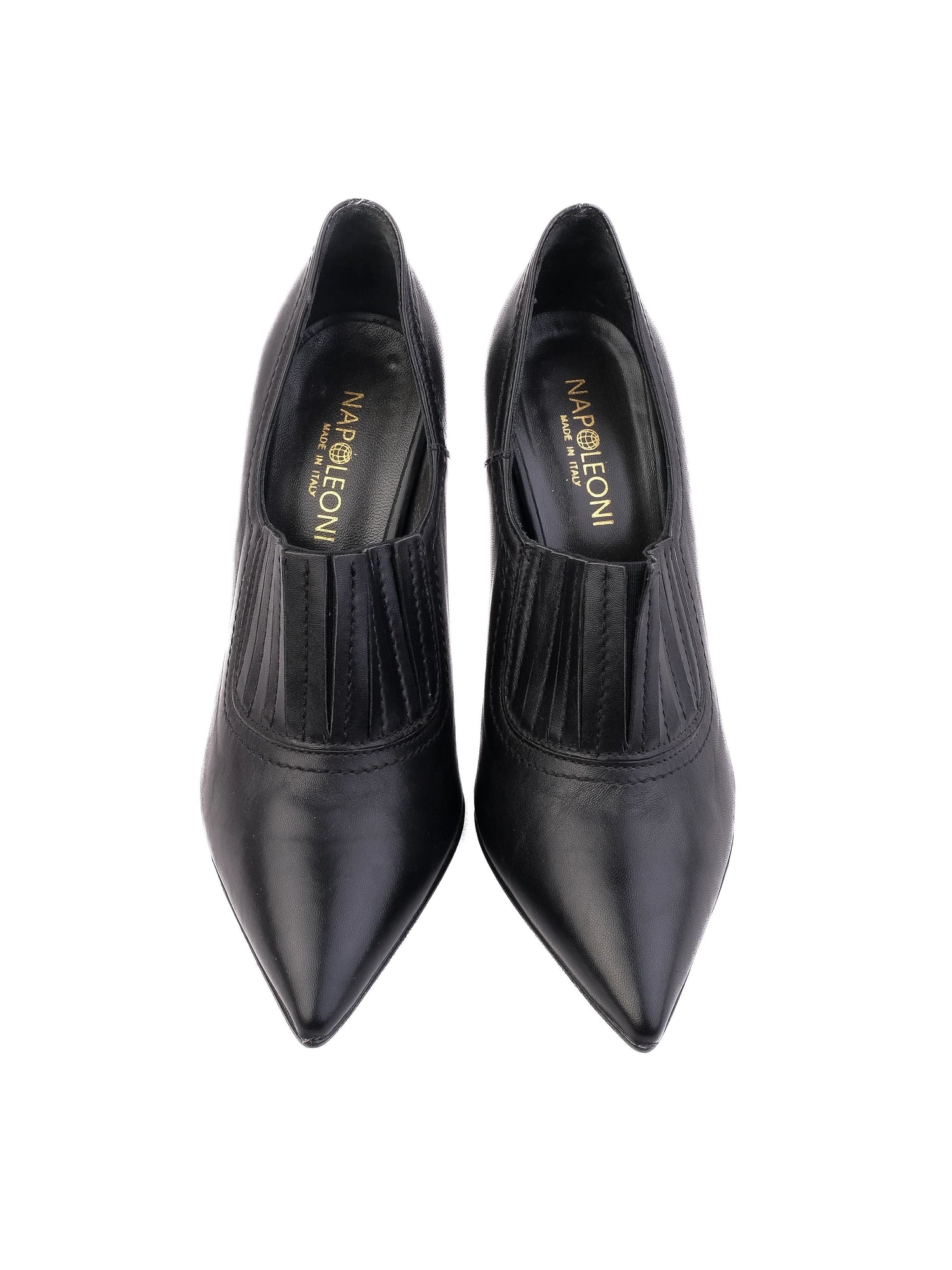 Good Napoleoni Black Leather High-Heeled Shoes Size 36.5