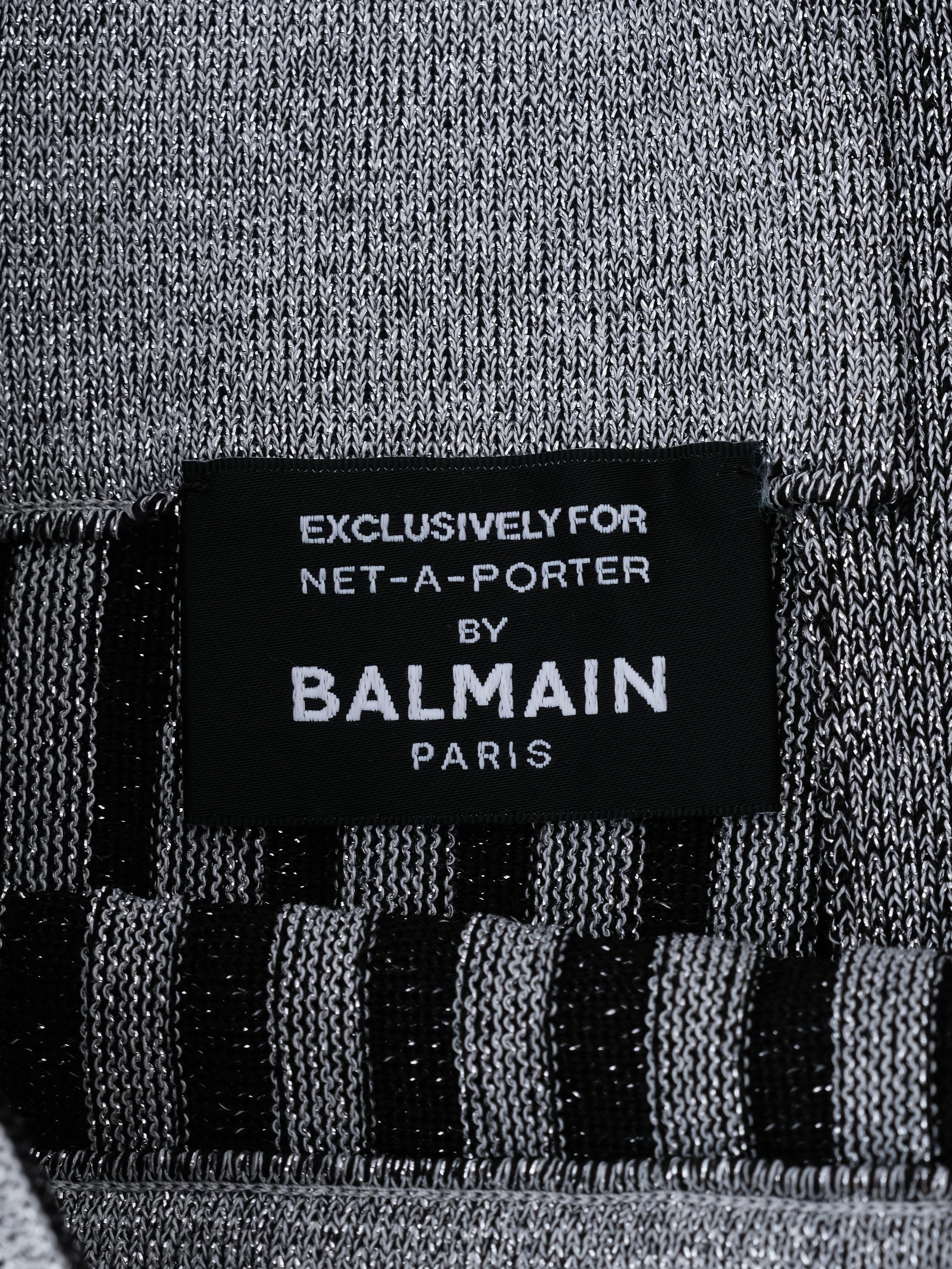 Excellent Balmain Black Gray Striped Sweater Size S for Net-A-Porter