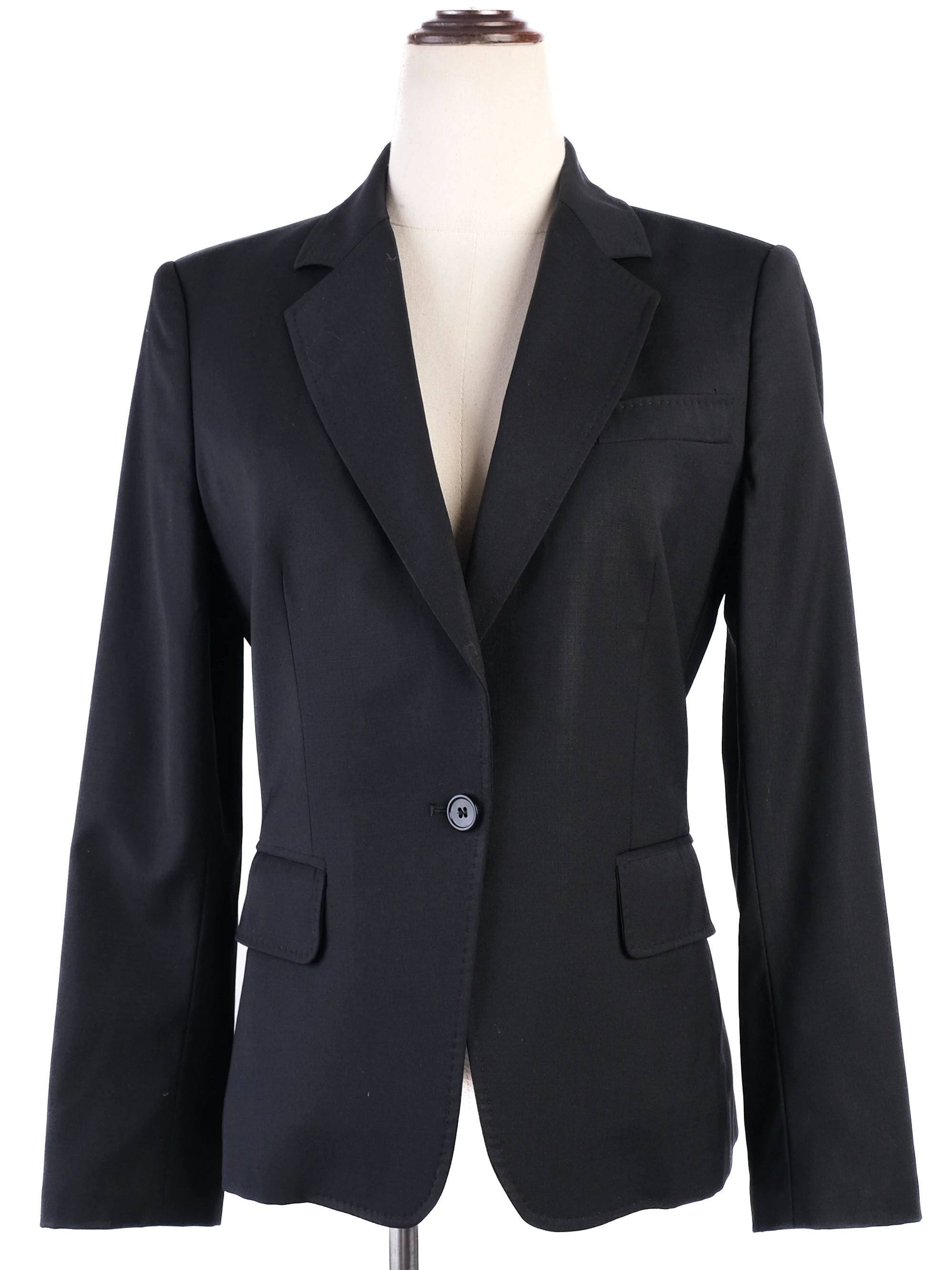 Excellent Dolce Gabbana Black Wool Blazer with Single-Button Closure