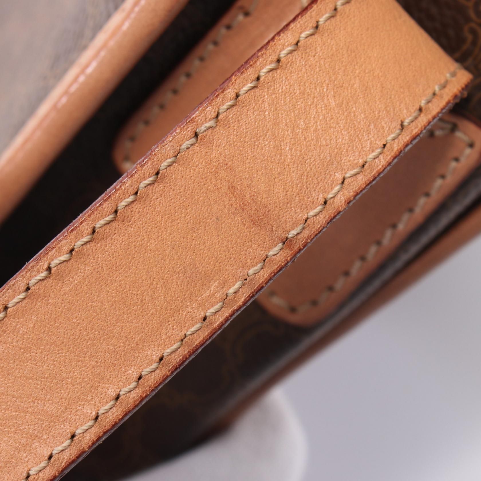 Celine Macadam Shoulder Bag Brown Pvc Coated Canvas