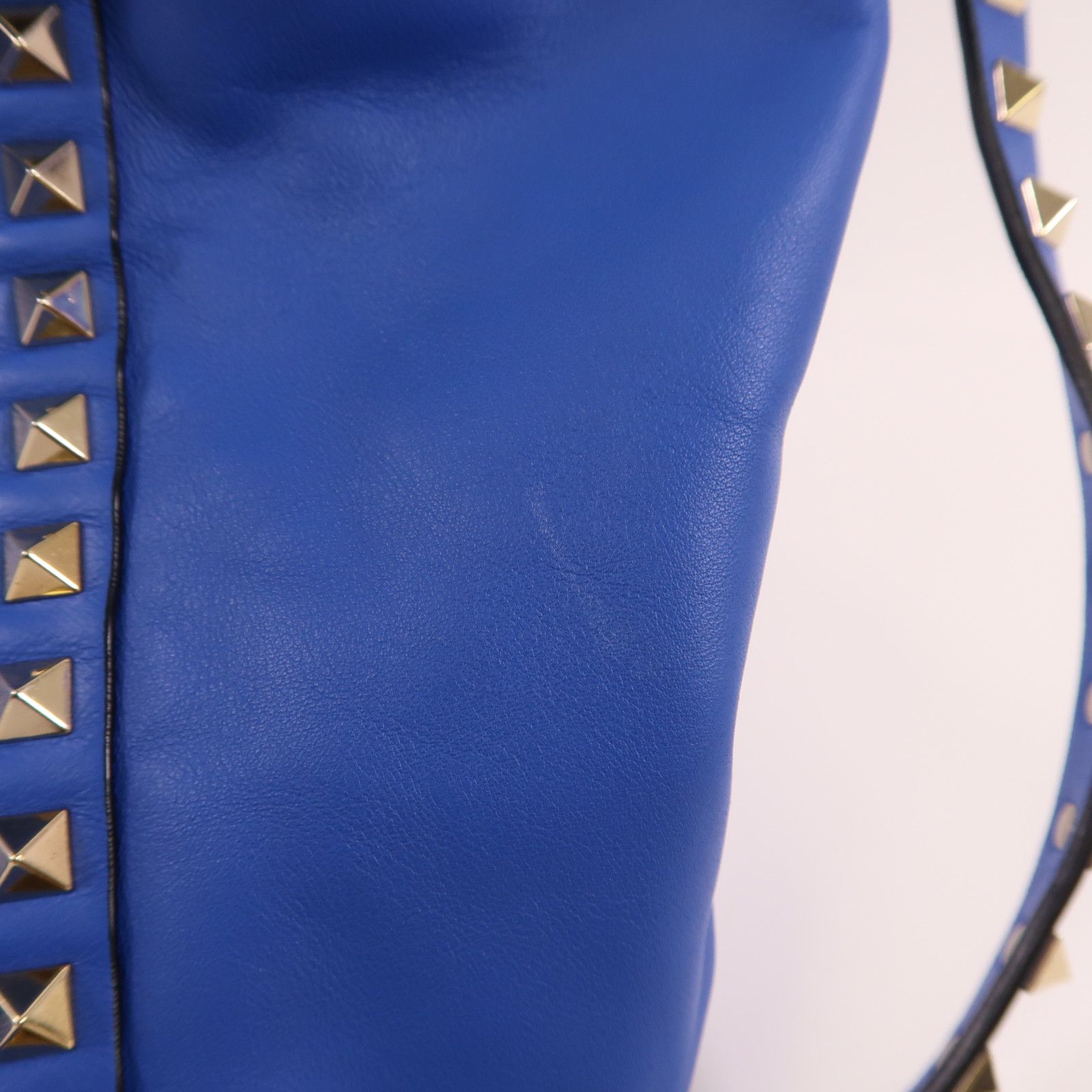 Valentino Cowhide Leather 2Way Shoulder Bag Golden Hand-handed Shoulder And Back Bag 2way Shoulder Bag Blue Calfs