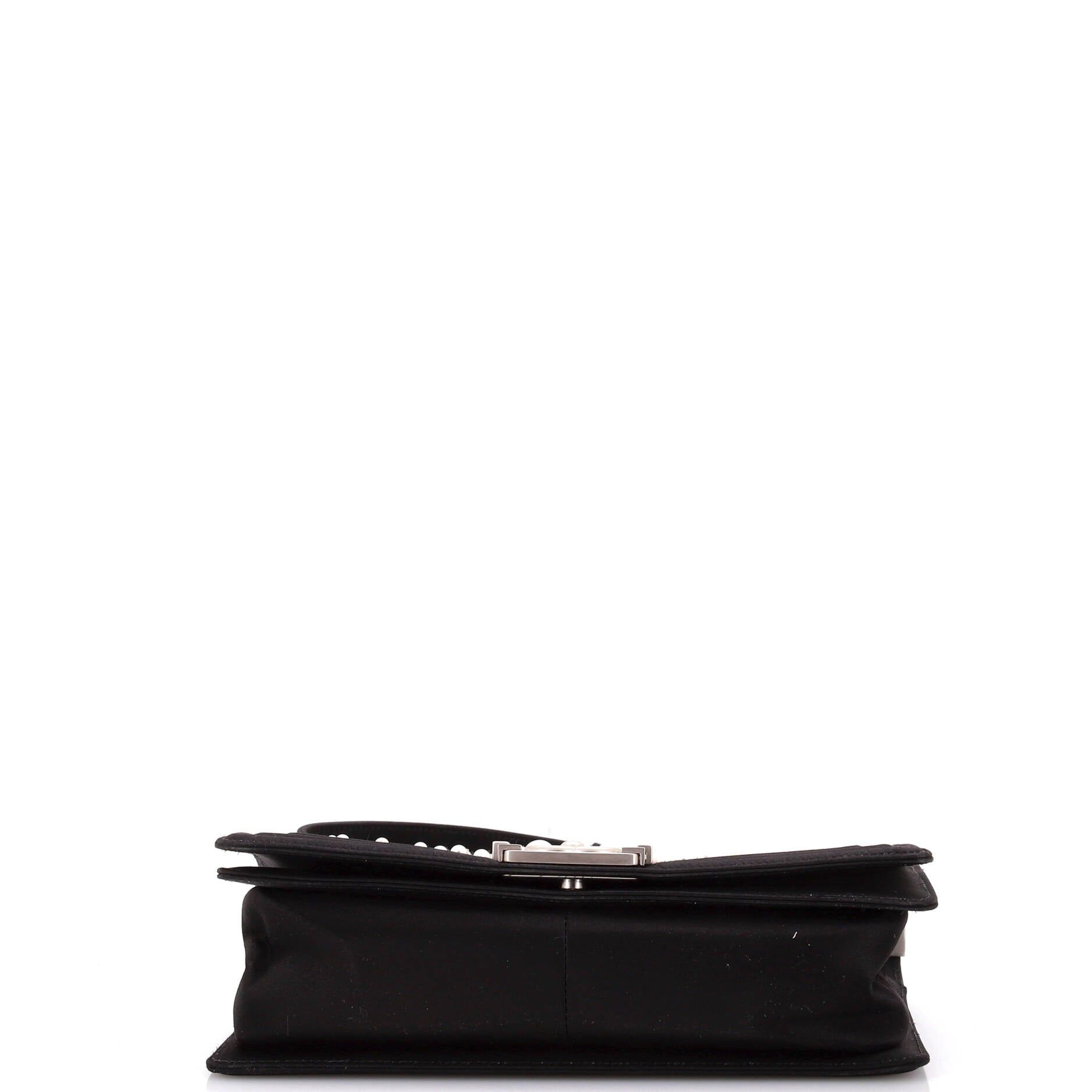 Boy Flap Bag Pearl Embellished Satin Old Medium