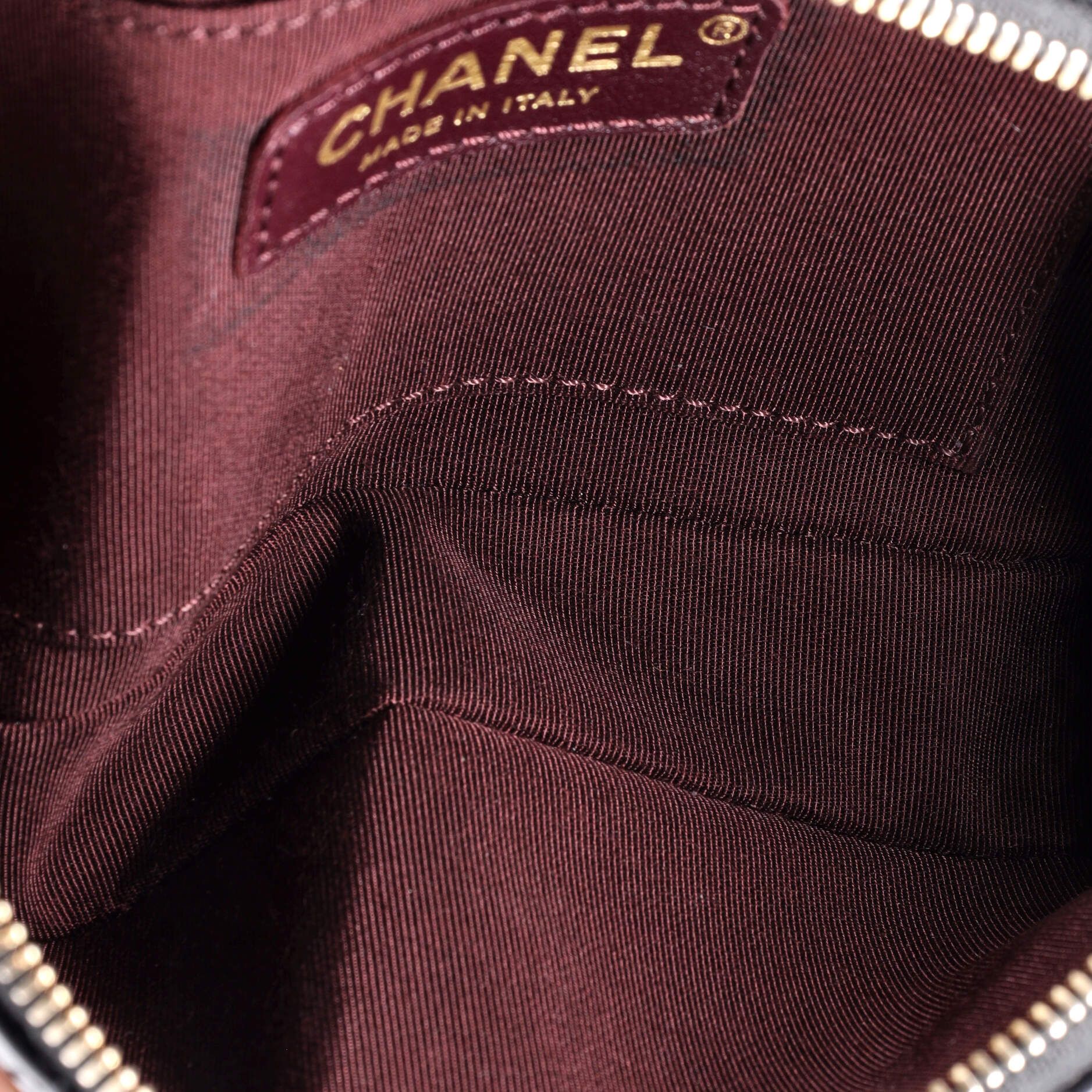 Chanel Button Up Camera Case Quilted Calfskin With Grosgrain Mini