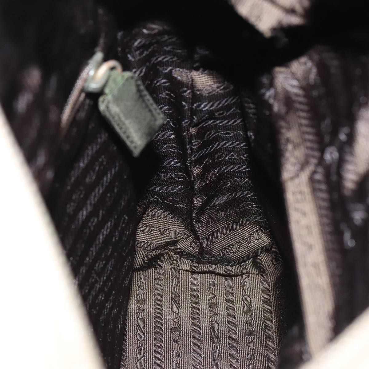 Prada Hand Bag Nylon Beige Silver Auth