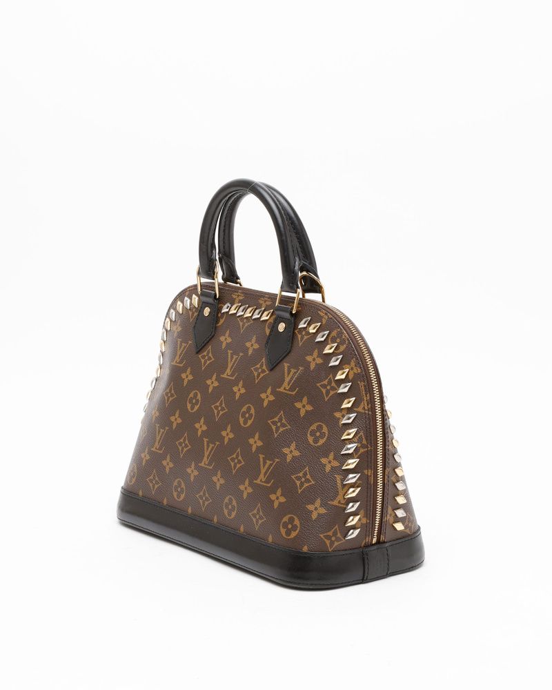 Louis Vuitton Monogram Macassar Studded Alma PM Bag