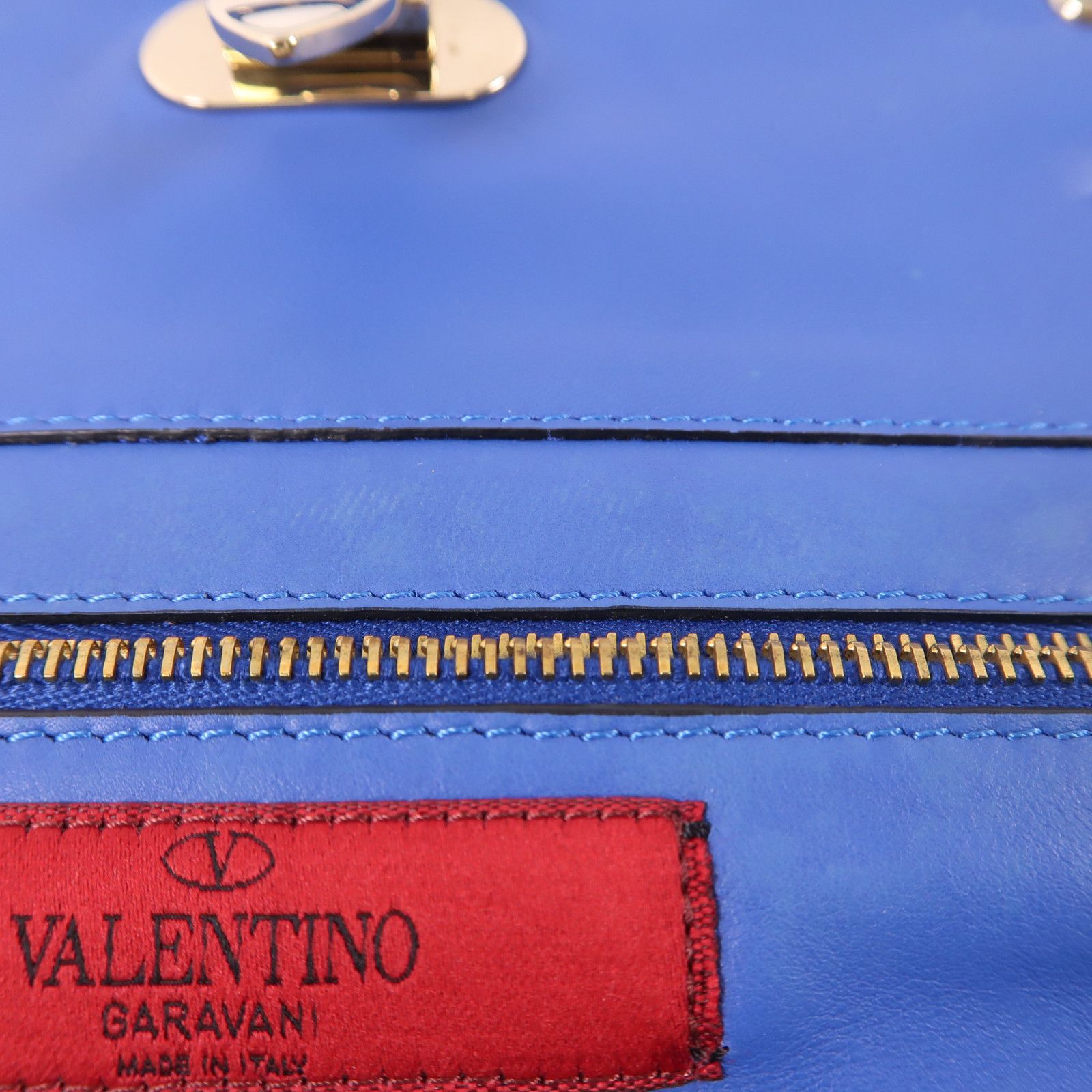 Valentino Cowhide Leather 2Way Shoulder Bag Golden Hand-handed Shoulder And Back Bag 2way Shoulder Bag Blue Calfs