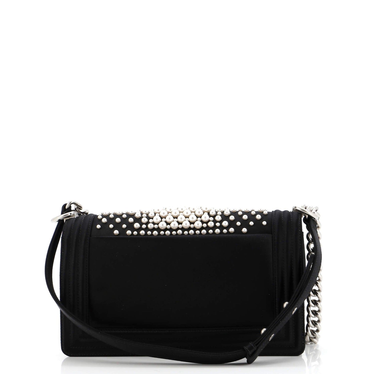 Boy Flap Bag Pearl Embellished Satin Old Medium