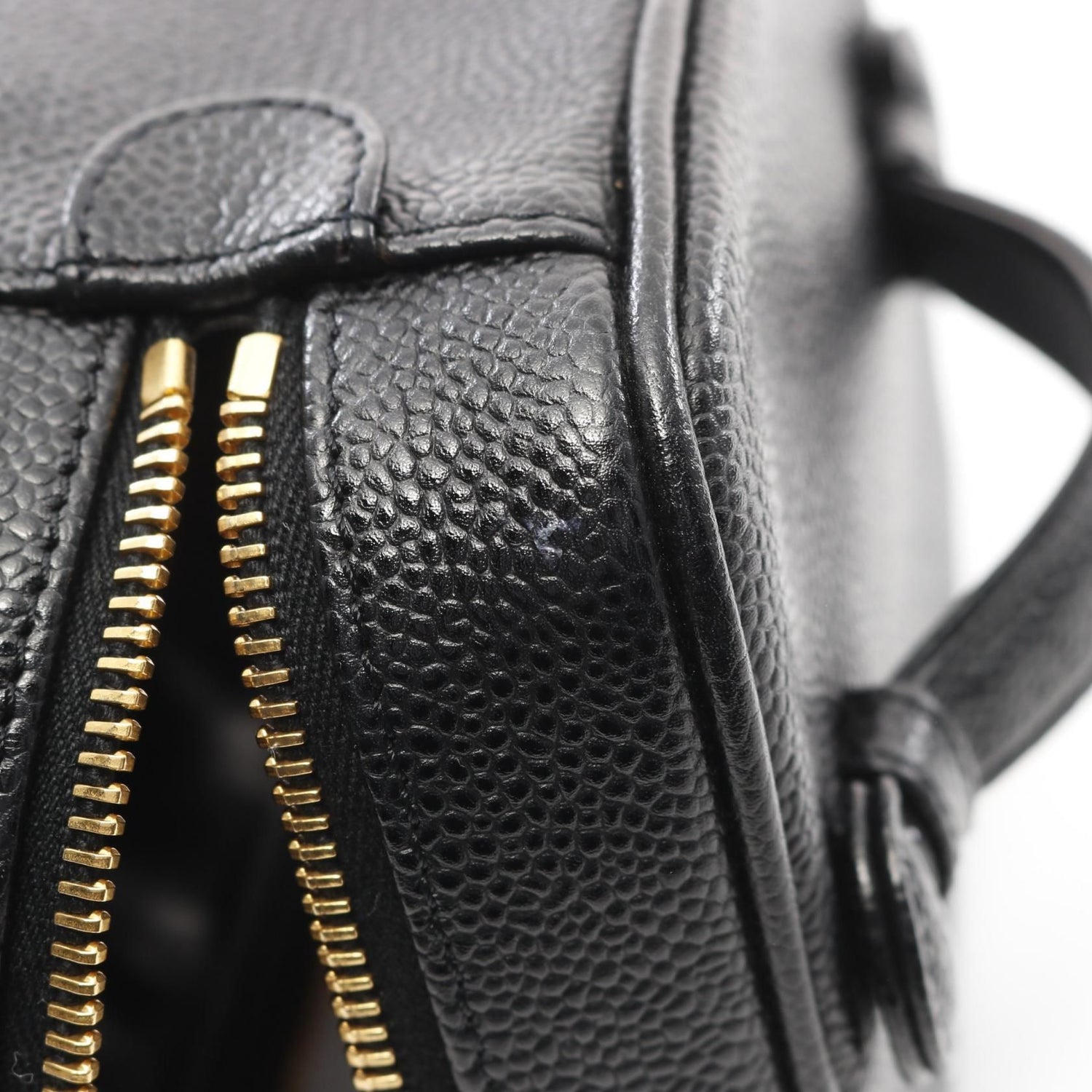 Chanel Black Coco Mark Handbag Leather Grained Calfskin A 01998