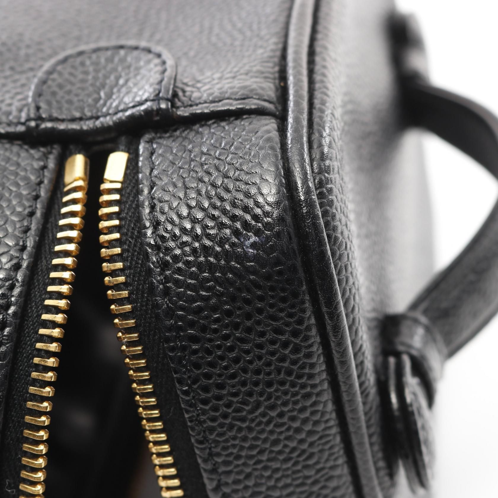 Chanel Black Coco Mark Handbag Leather Grained Calfskin A 01998