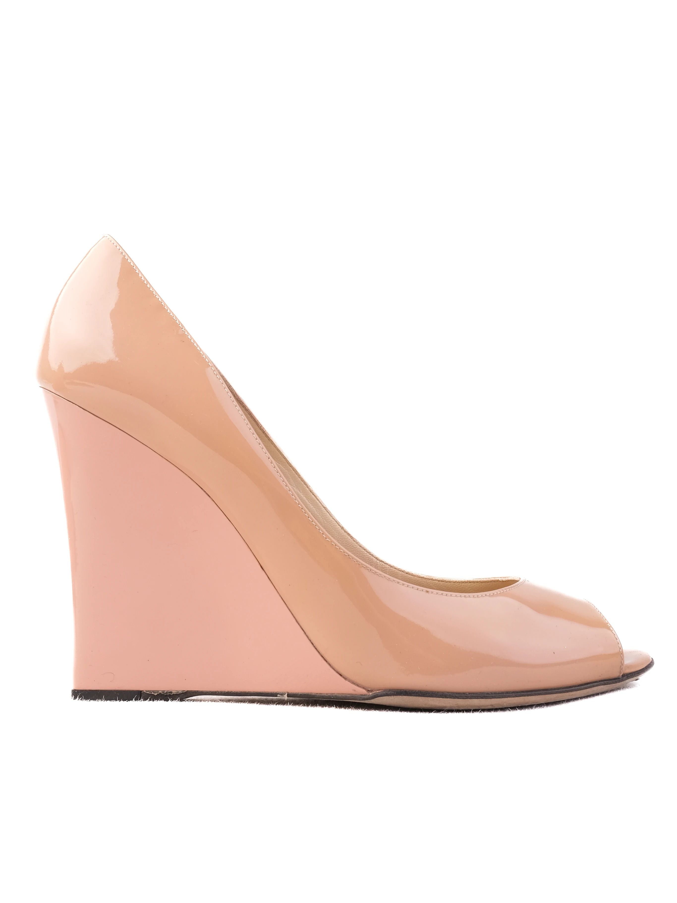 Jimmy Choo Pink Leather Wedge Heels Size 41 Excellent Condition
