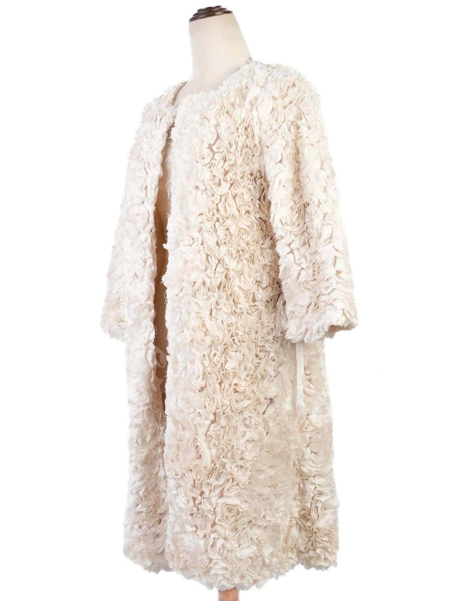 P.A.R.O.S.H. Excellent Condition Silk Textured Coat Size S White