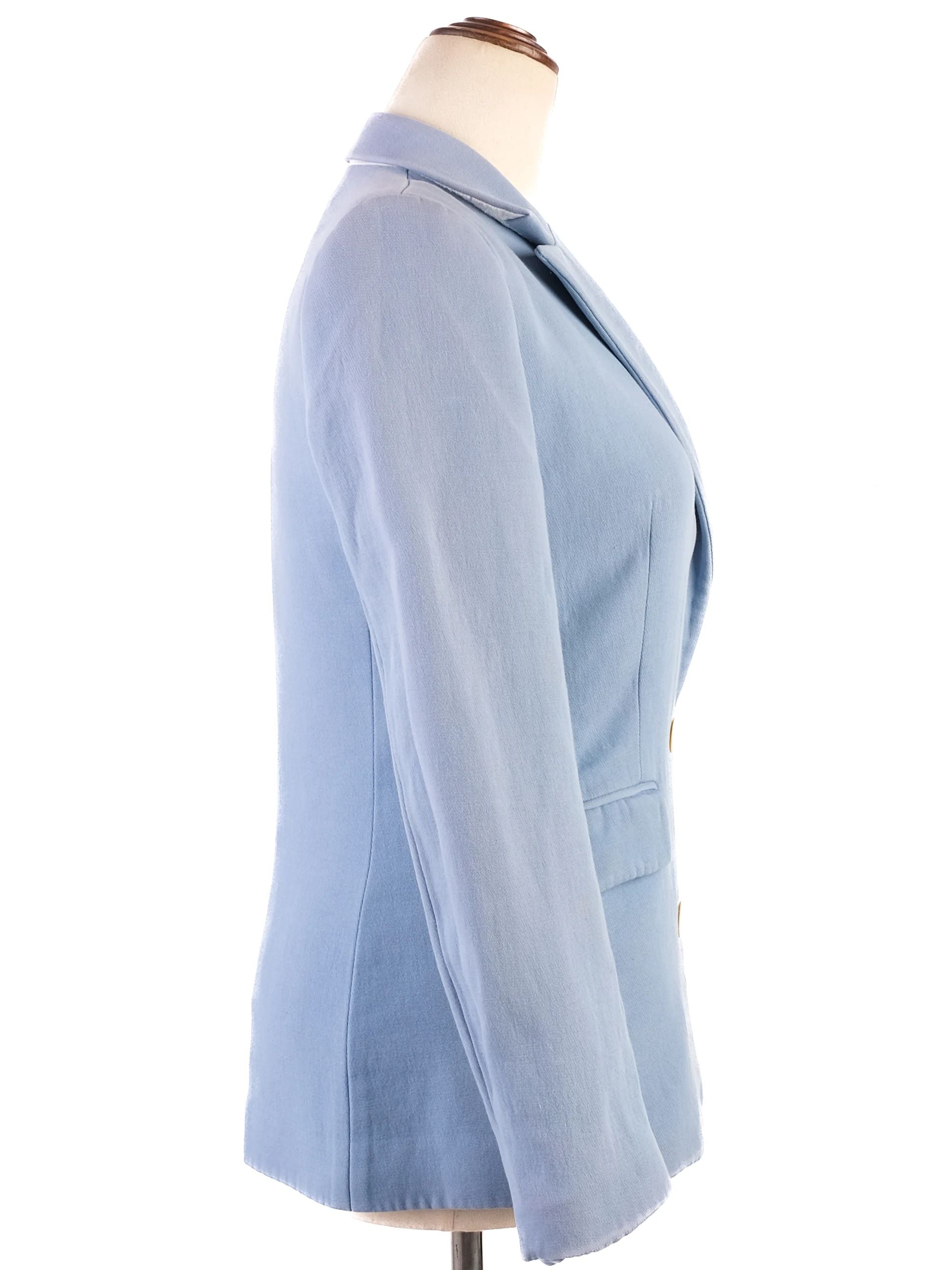 Excellent Sandro Blue Wool Double-Breasted Blazer Women Size Unknown