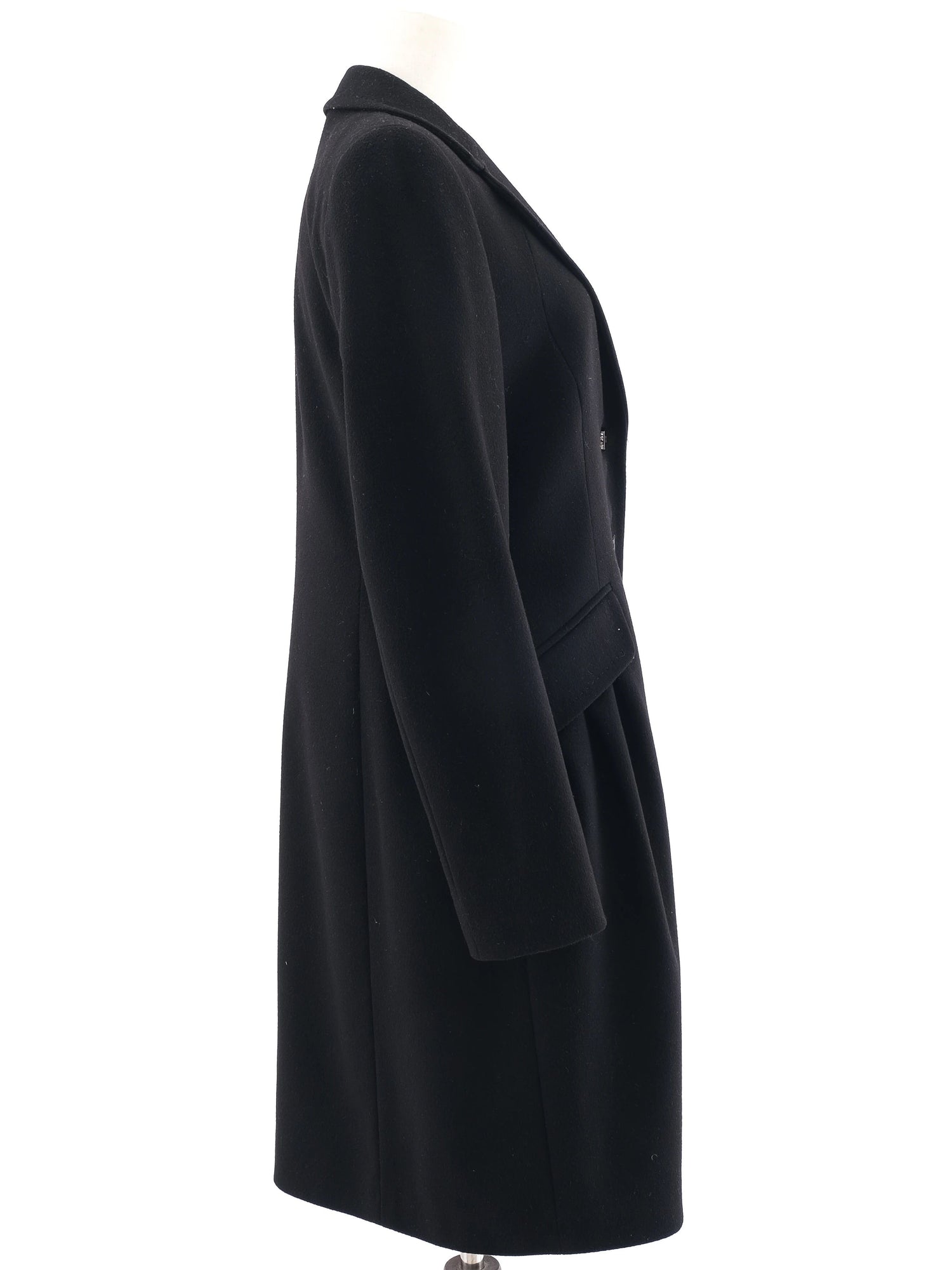 Excellent Escada Black Wool Coat Size M Long Sleeve Tailored Fit
