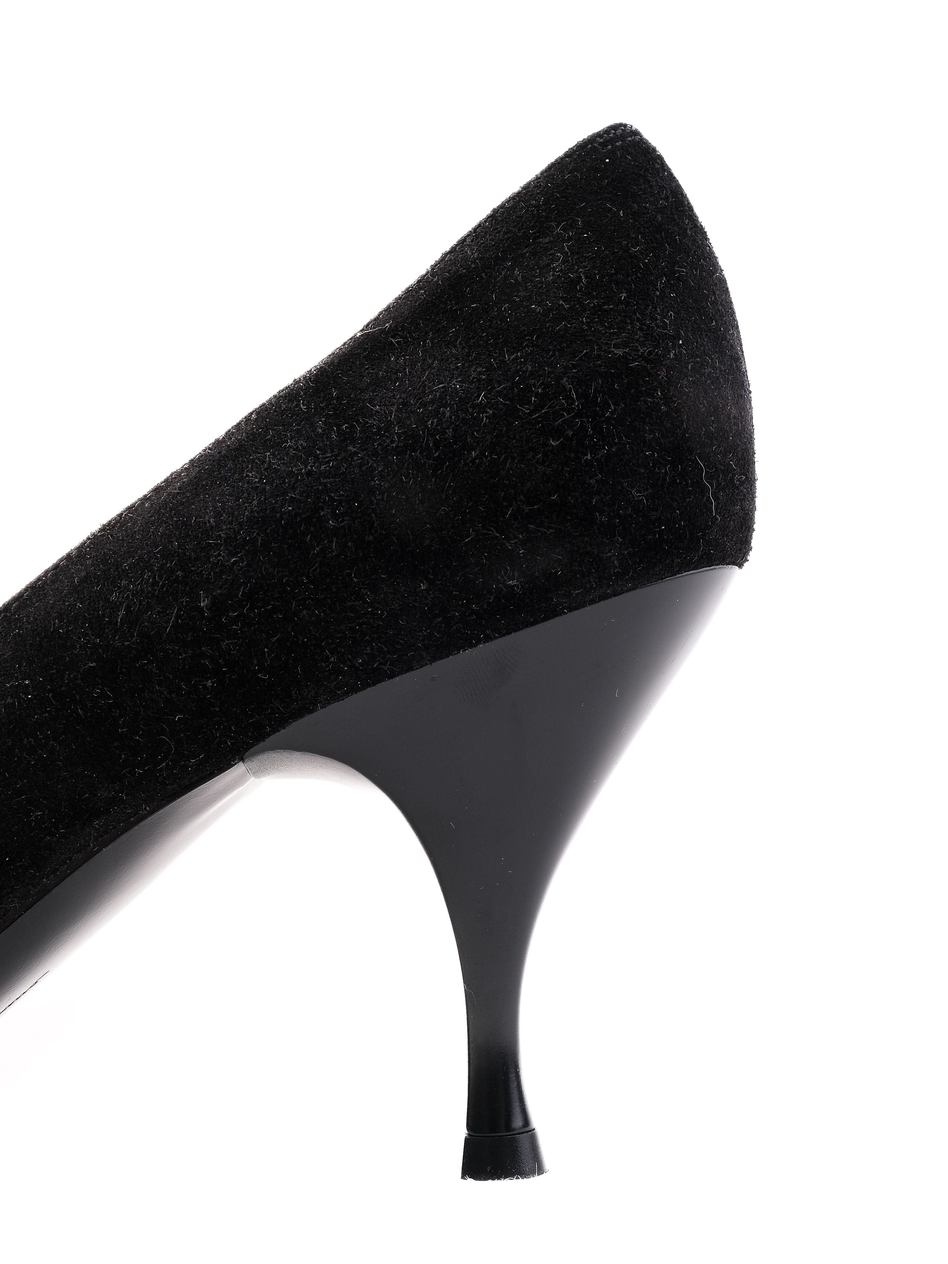 Excellent Salvatore Ferragamo Black Suede High Heeled Shoes Size 37.5