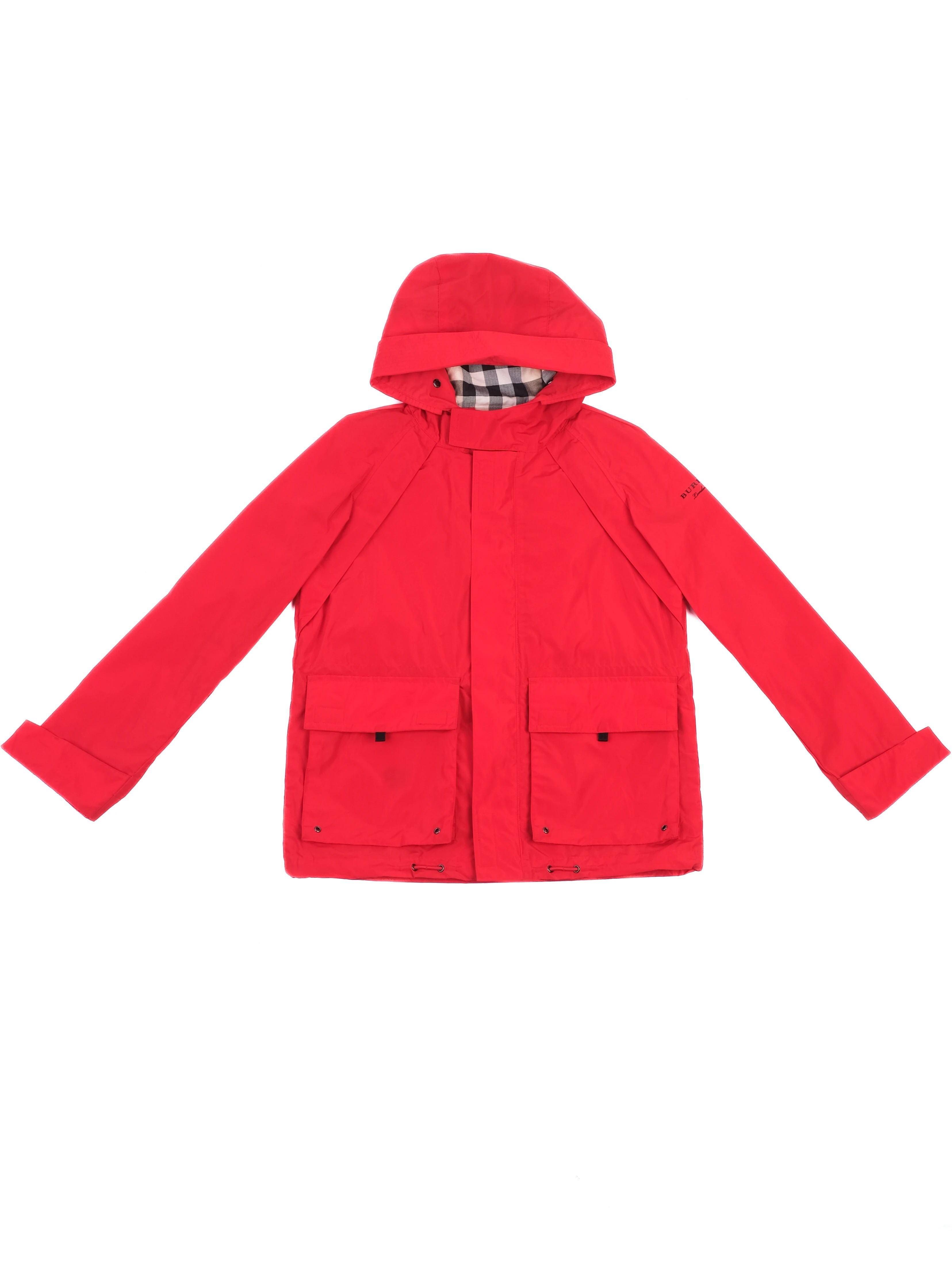 Excellent Burberry Red Hooded Jacket for Kids Size 10