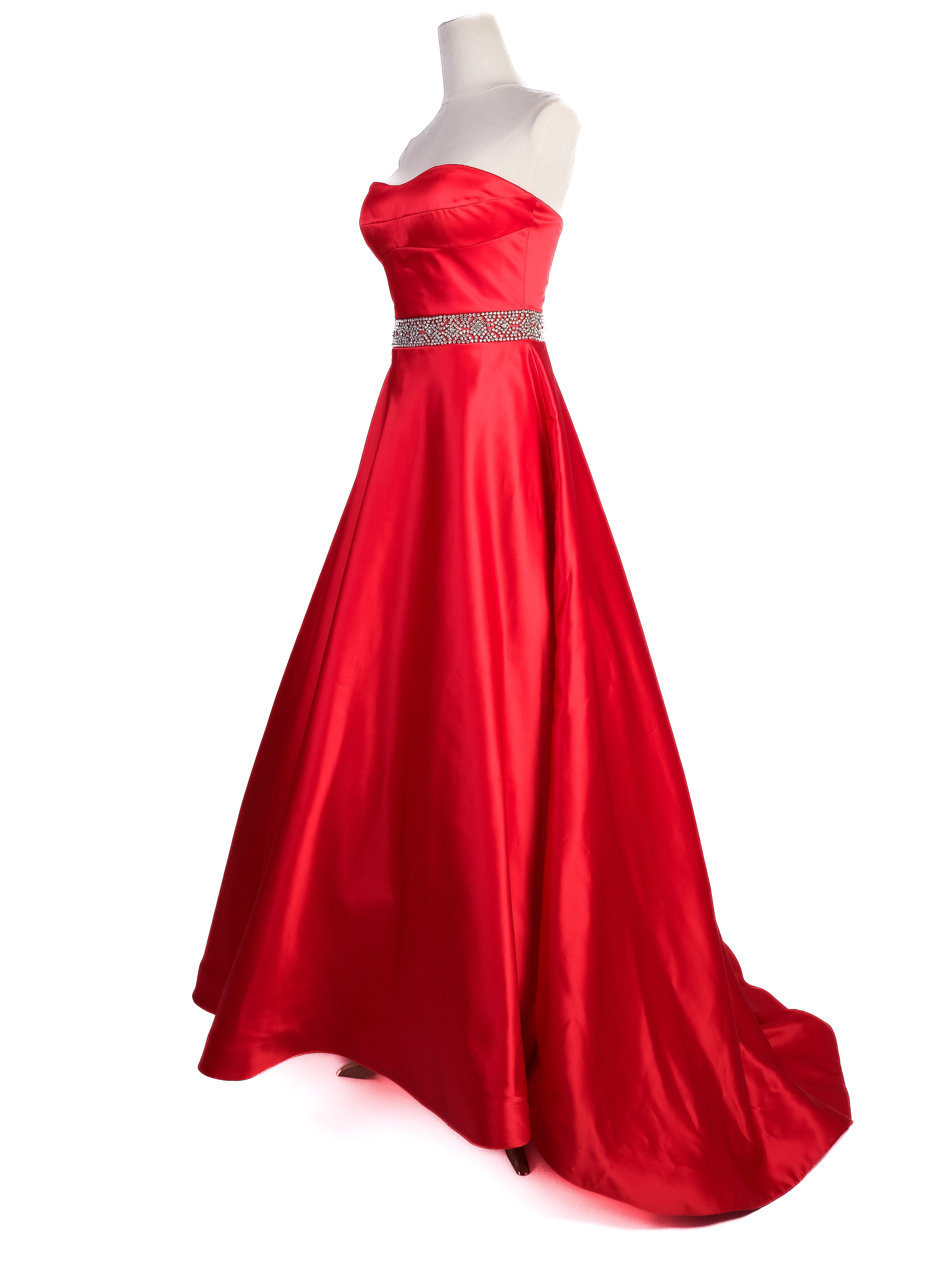 Excellent Sherri Hill Red Strapless Gown with Embellishments