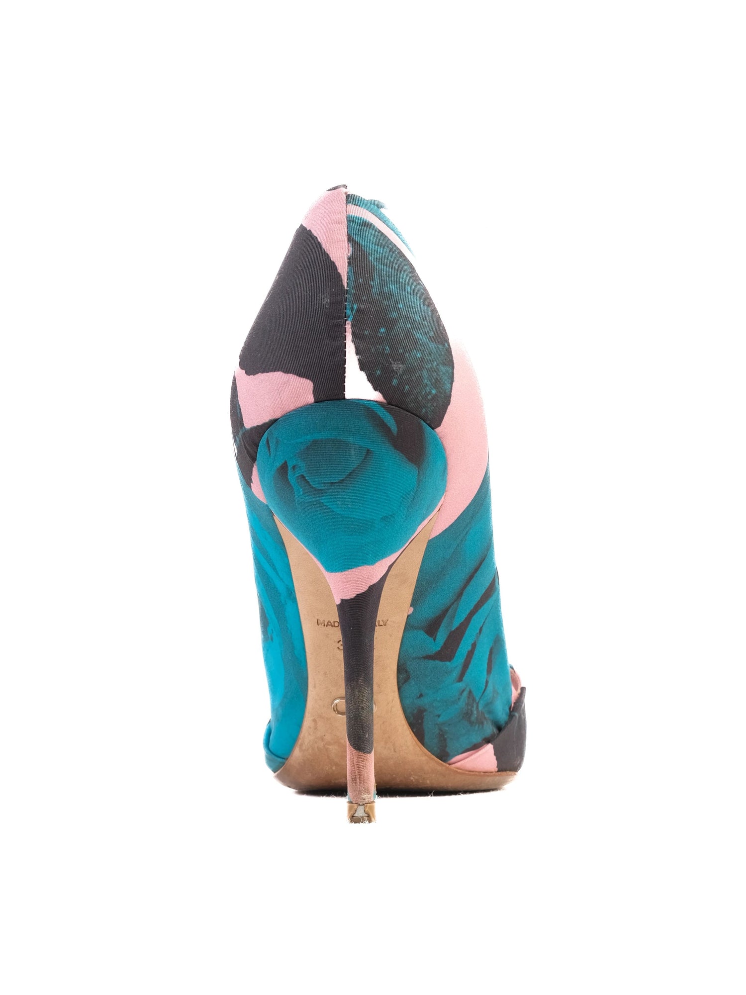 Dior Floral High-Heeled Shoes Excellent Condition Stiletto Teal Pink