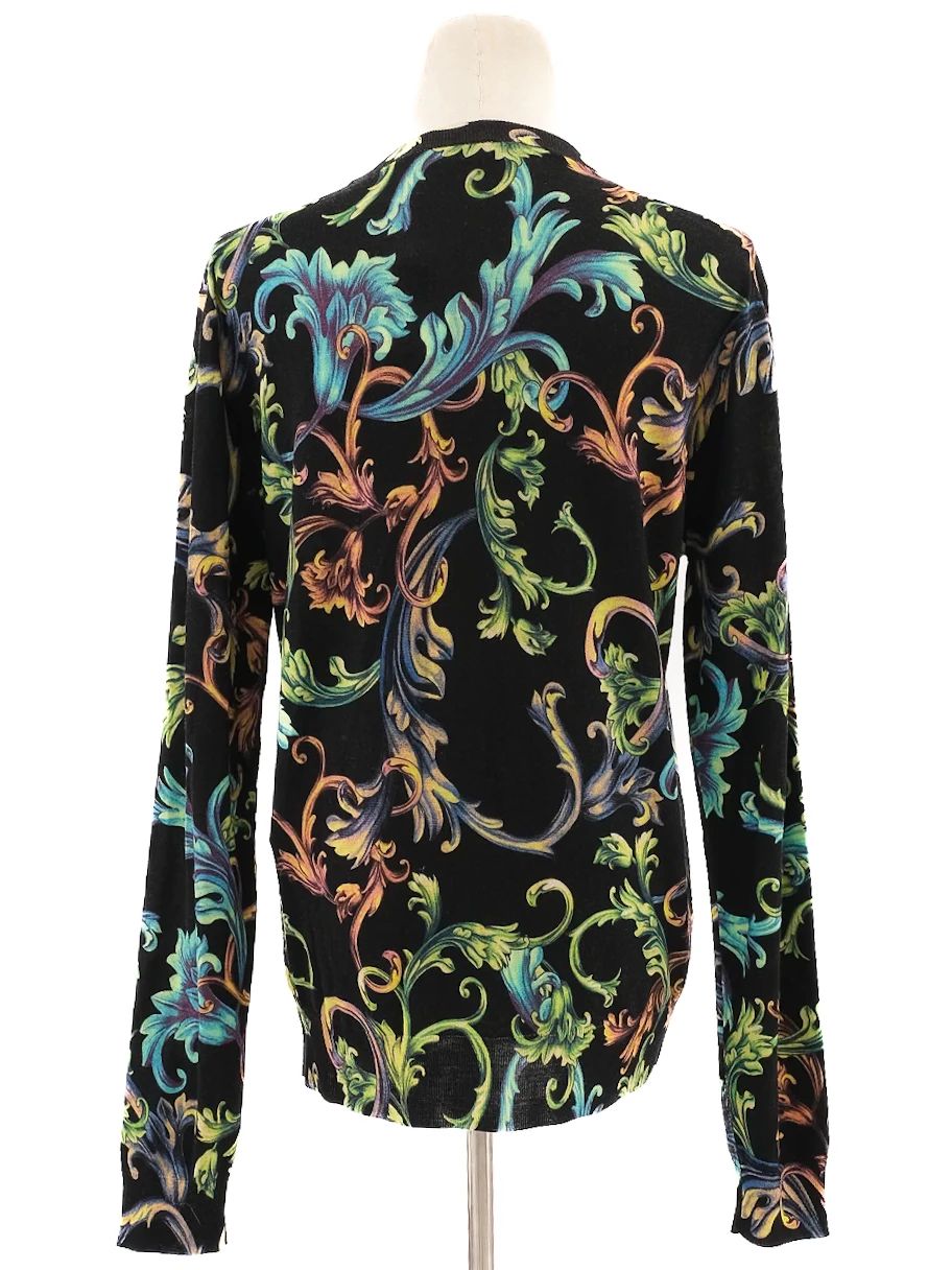 Excellent Versace Long-Sleeved Shirt Wool Size S Floral Pattern