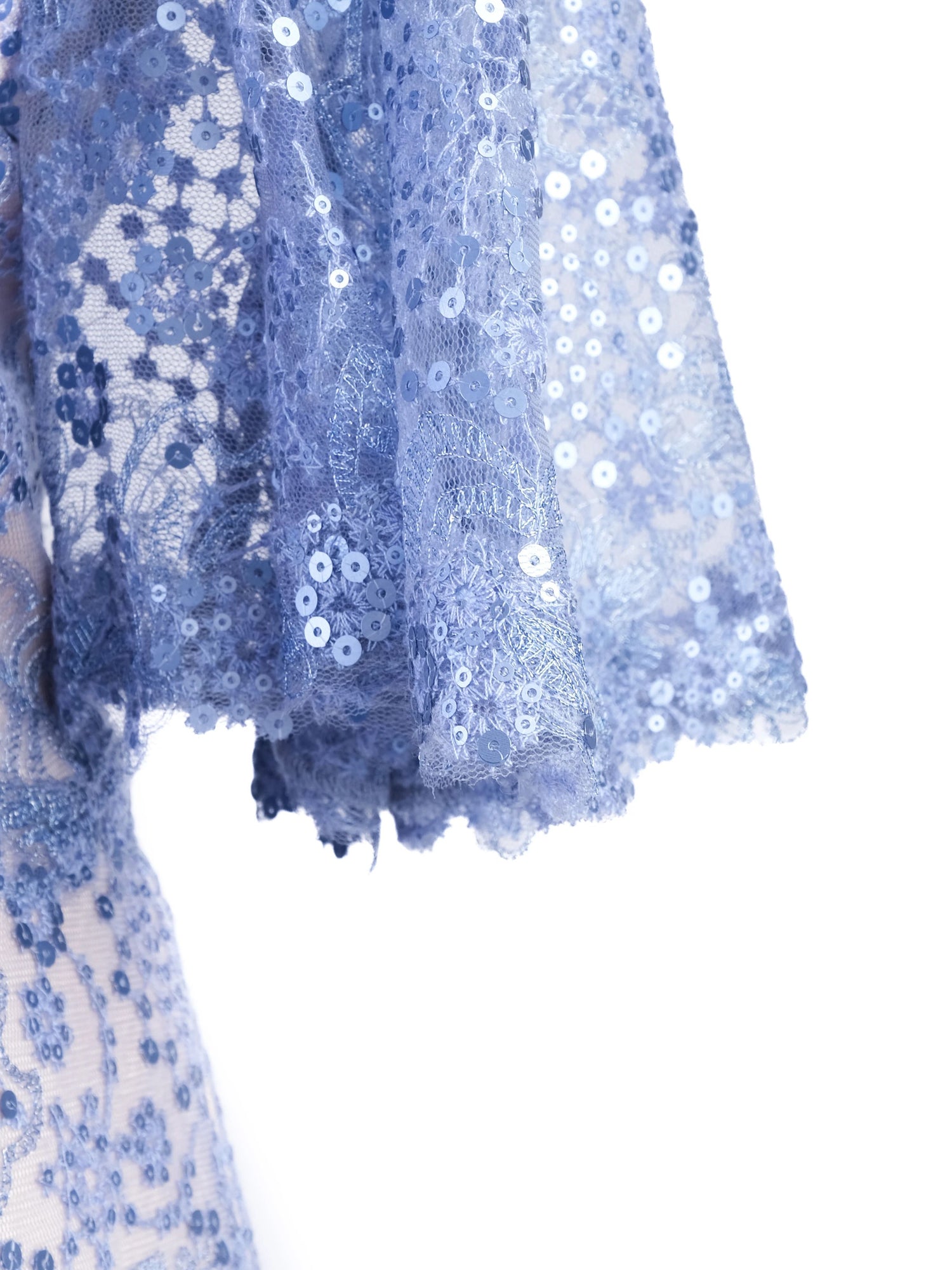 NEW Tadashi Light Blue Lace Gown Floral Patterns Size L