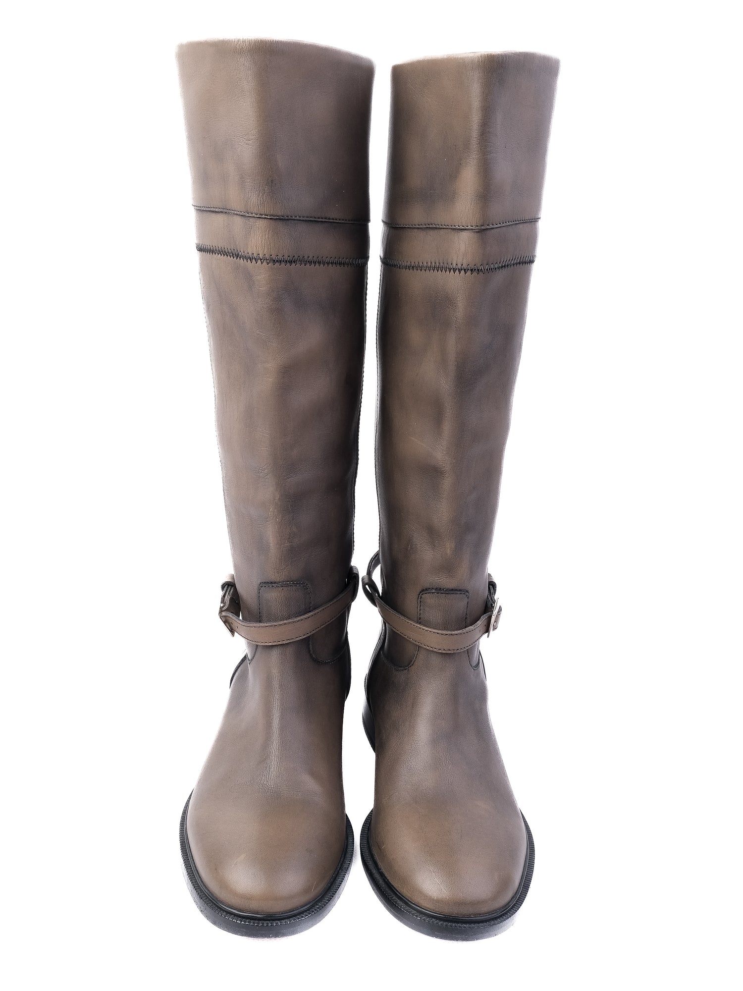 Excellent Fabiana Filippi Green Leather Knee-High Boots Size 37