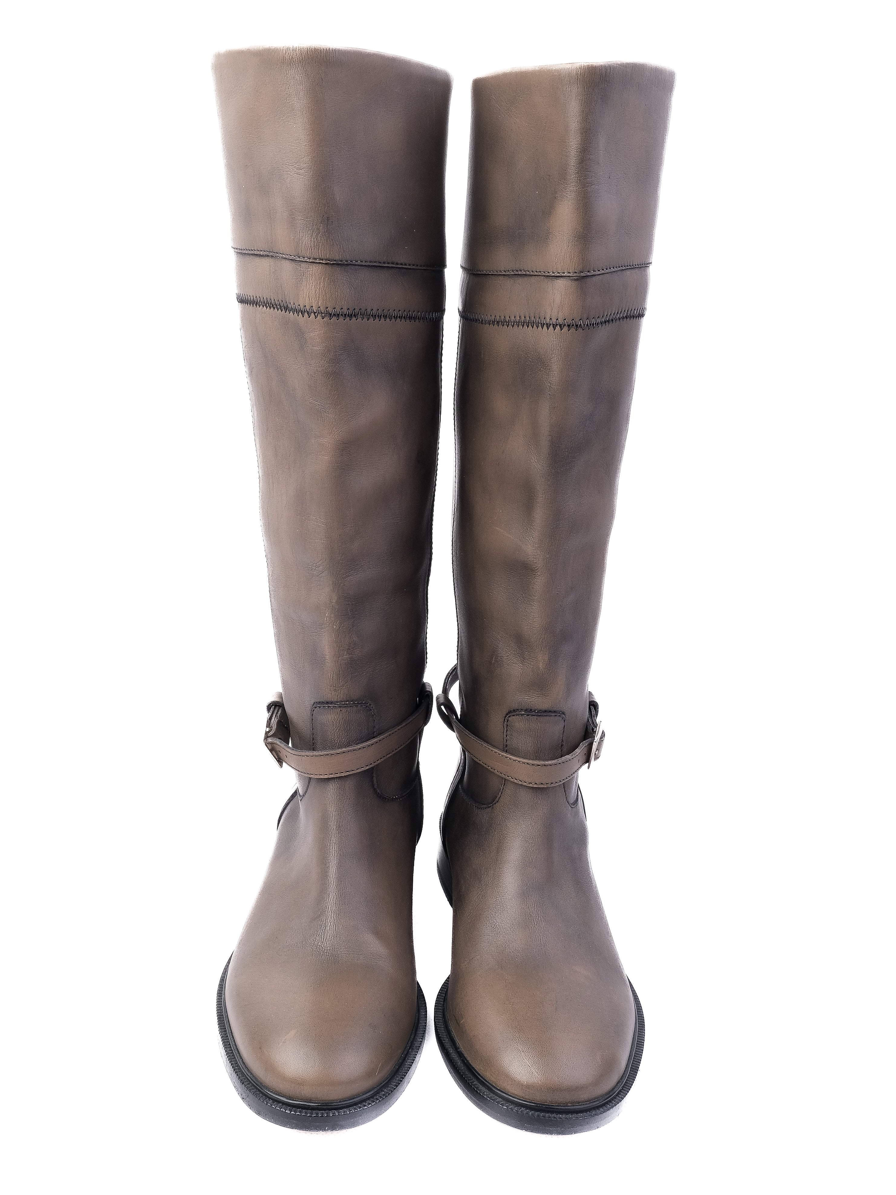 Excellent Fabiana Filippi Green Leather Knee-High Boots Size 37