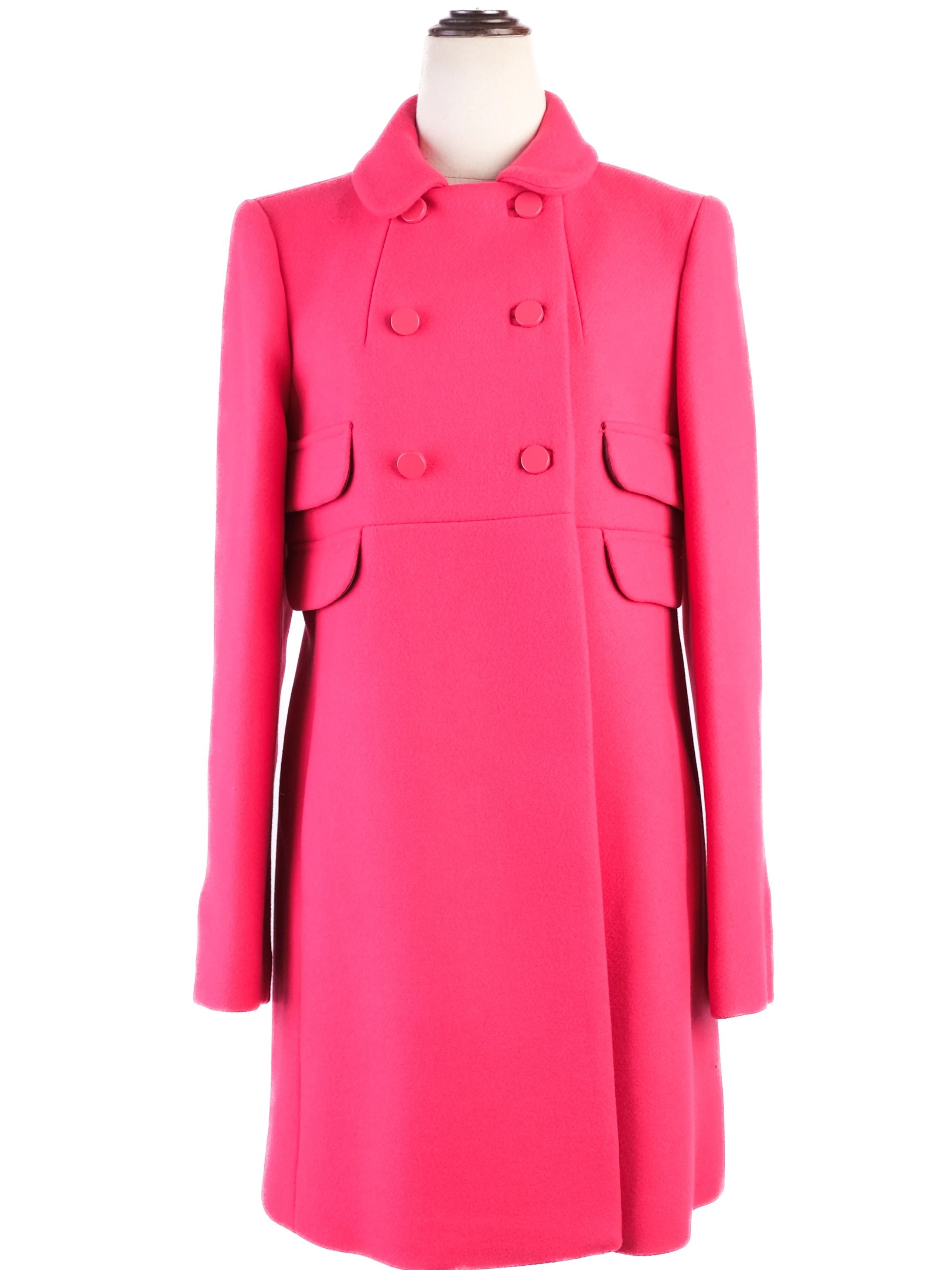 Excellent Tara Jarmon Pink Wool Double-Breasted Coat Size L