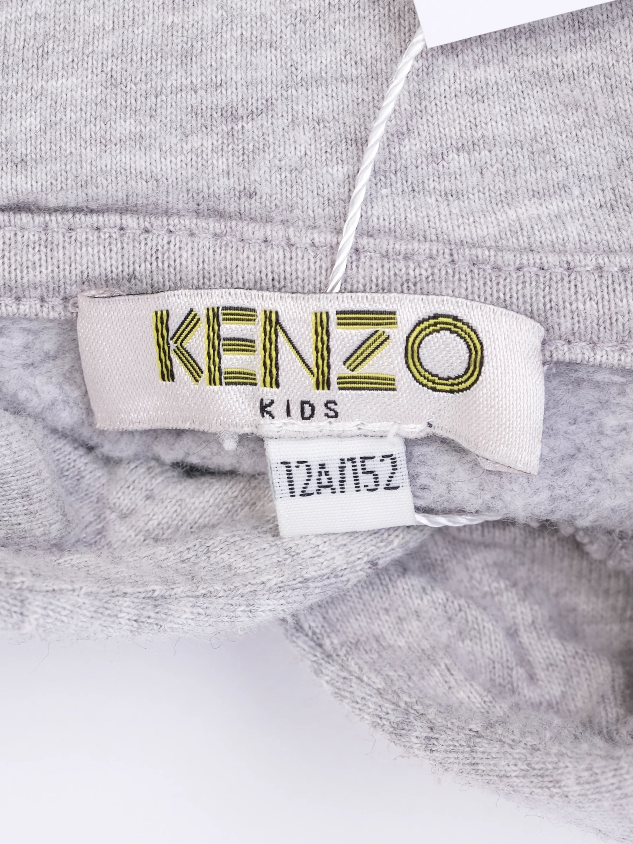 Excellent Kenzo Gray Hoodie Kids Size 12 with Embroidered Tiger Design