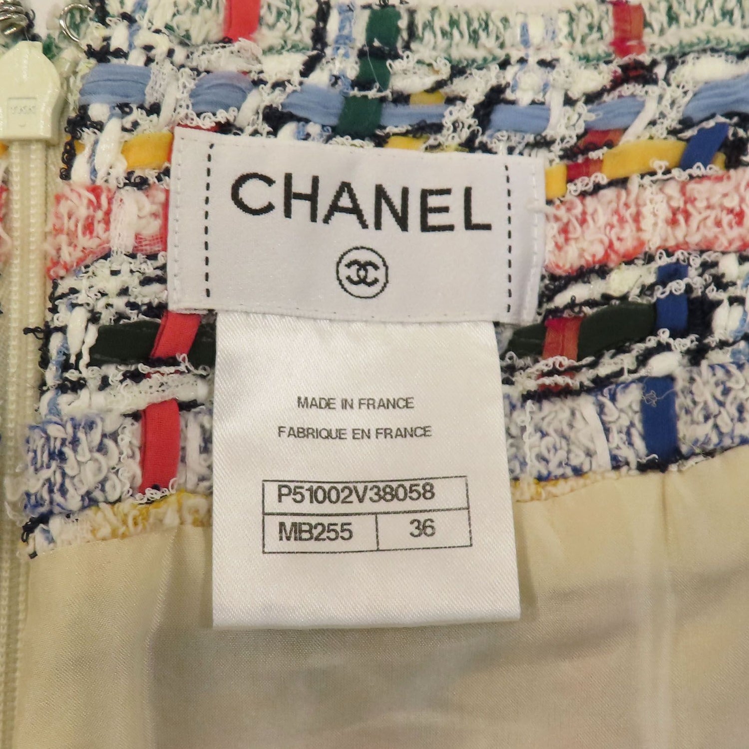 Chanel Pink Yellow Blue Tweed Skirt 36