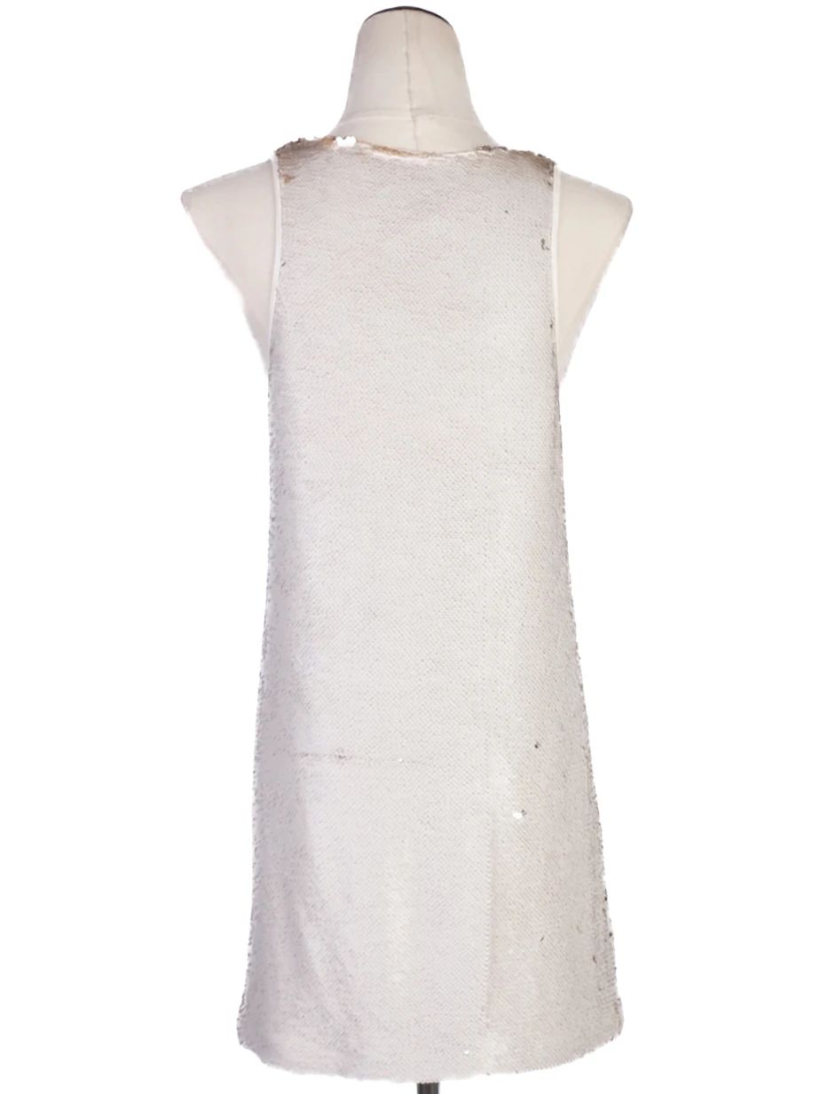 Excellent Viscose Sleeveless Sequined Dress Size L Women&